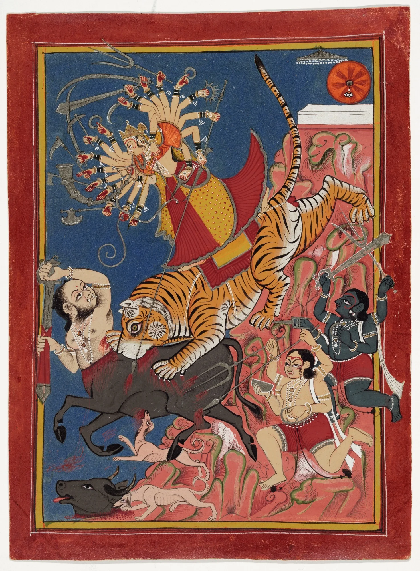 Durga Killing the Buffalo Demon, by Unknown, unspecified, 1800