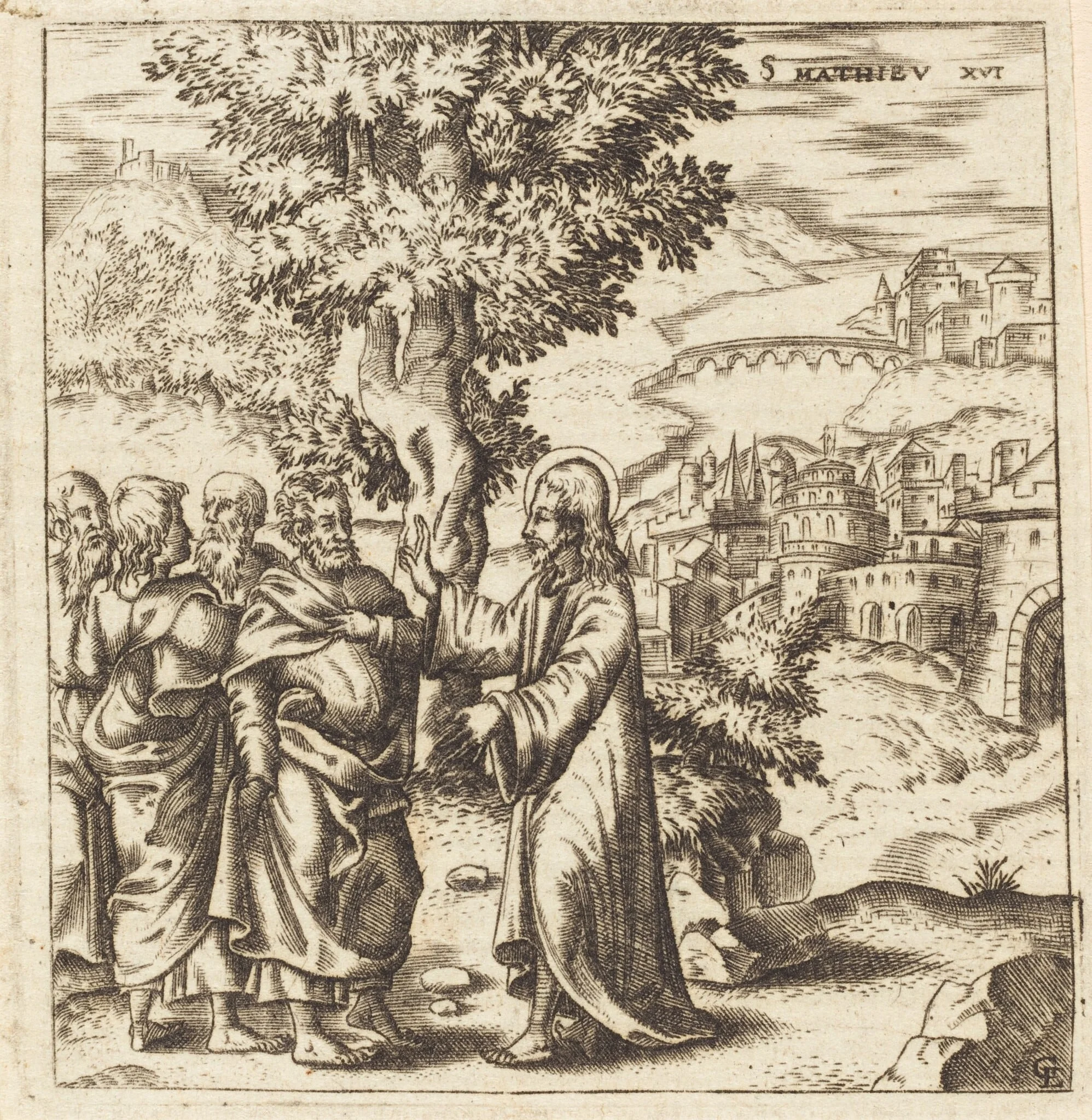 Christ  Admonishes His Disciples, by Léonard Gaultier, ink, 1578