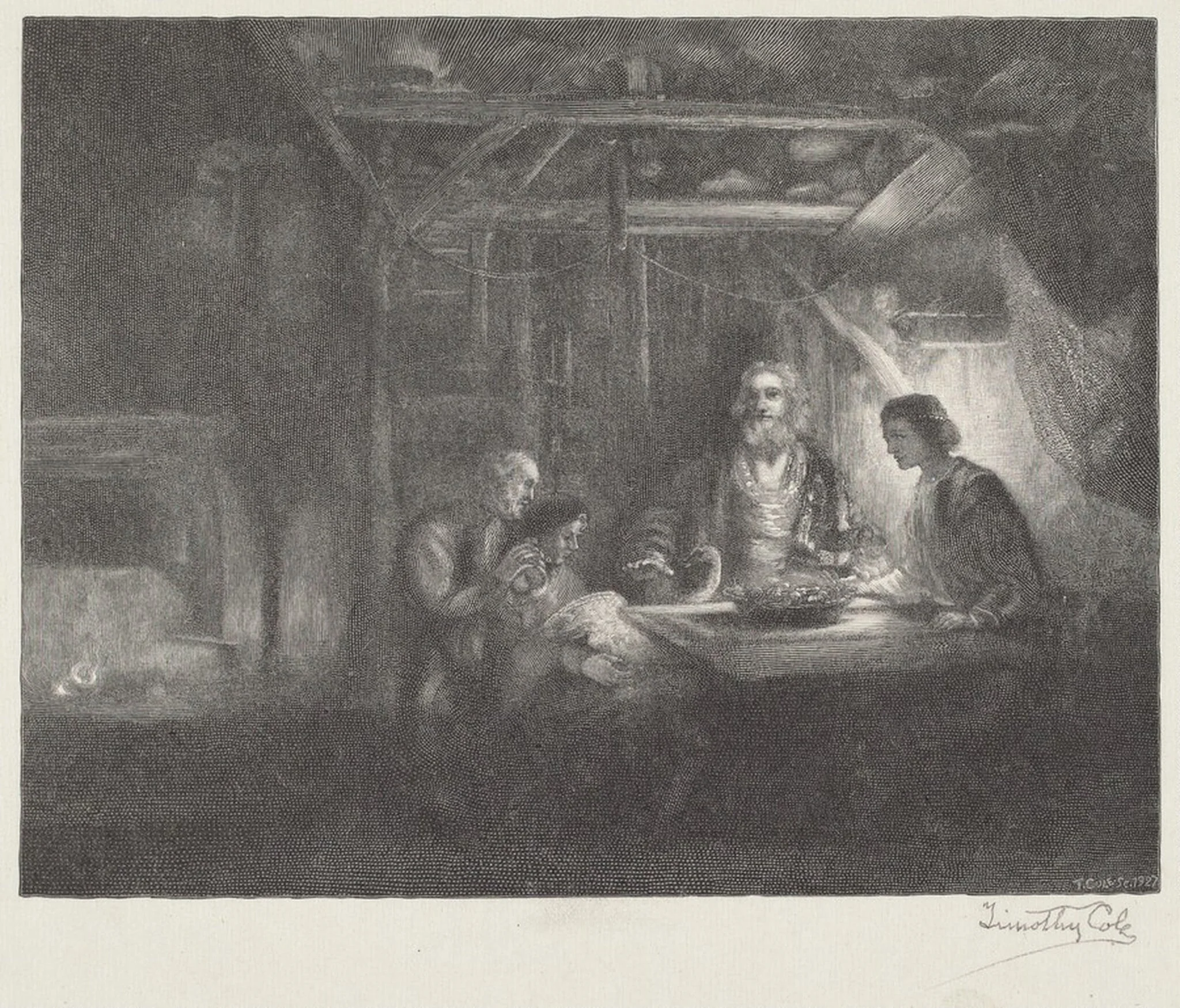 Philemon and Baucis, by Timothy Cole, ink, 1927