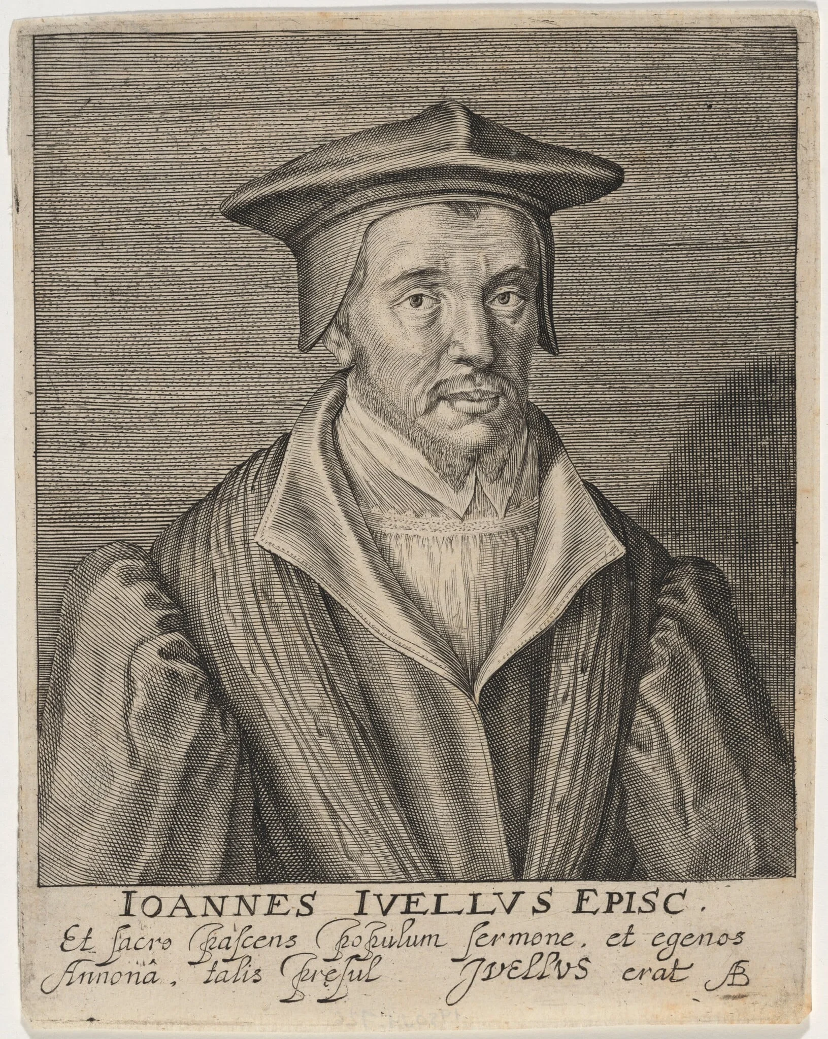 John Jewell, Bishop of Salisbury, by Magdalena van de Passe, ink, 1620