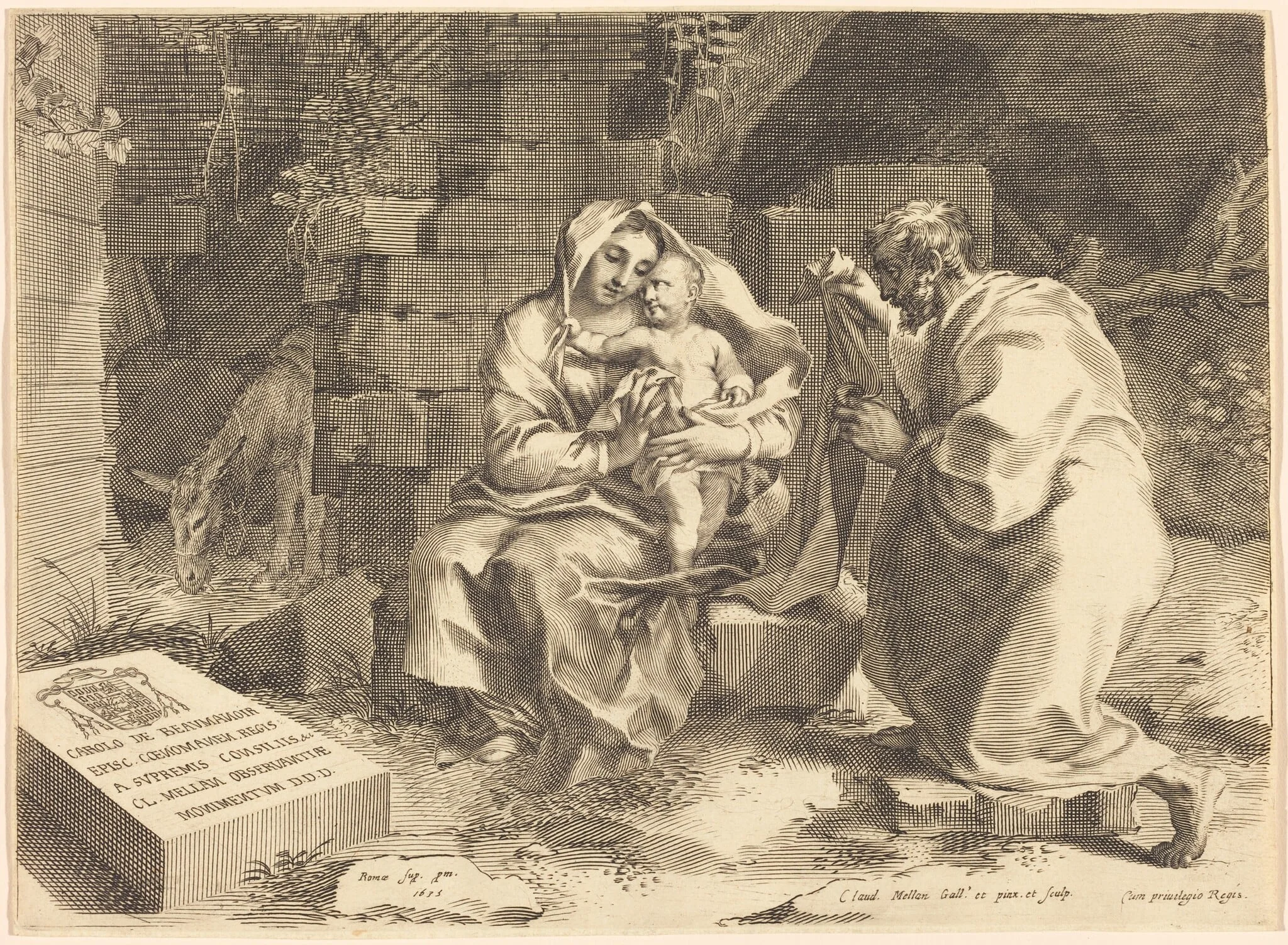 The Holy Family, by Claude Mellan, ink, 1635