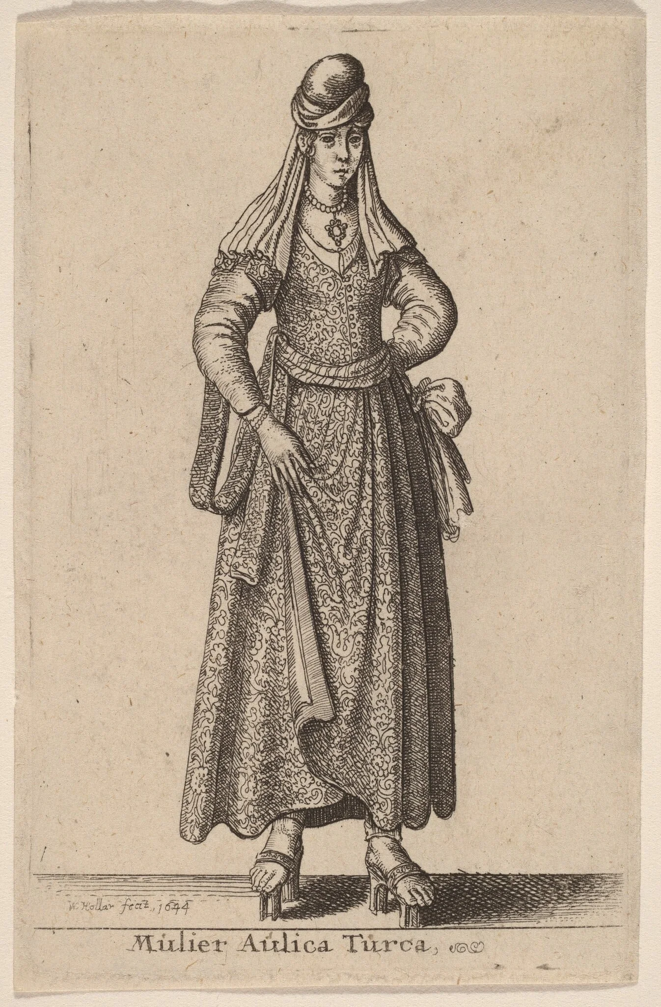 Mulier Aulica Turca, by Wenceslaus Hollar, ink, 1644