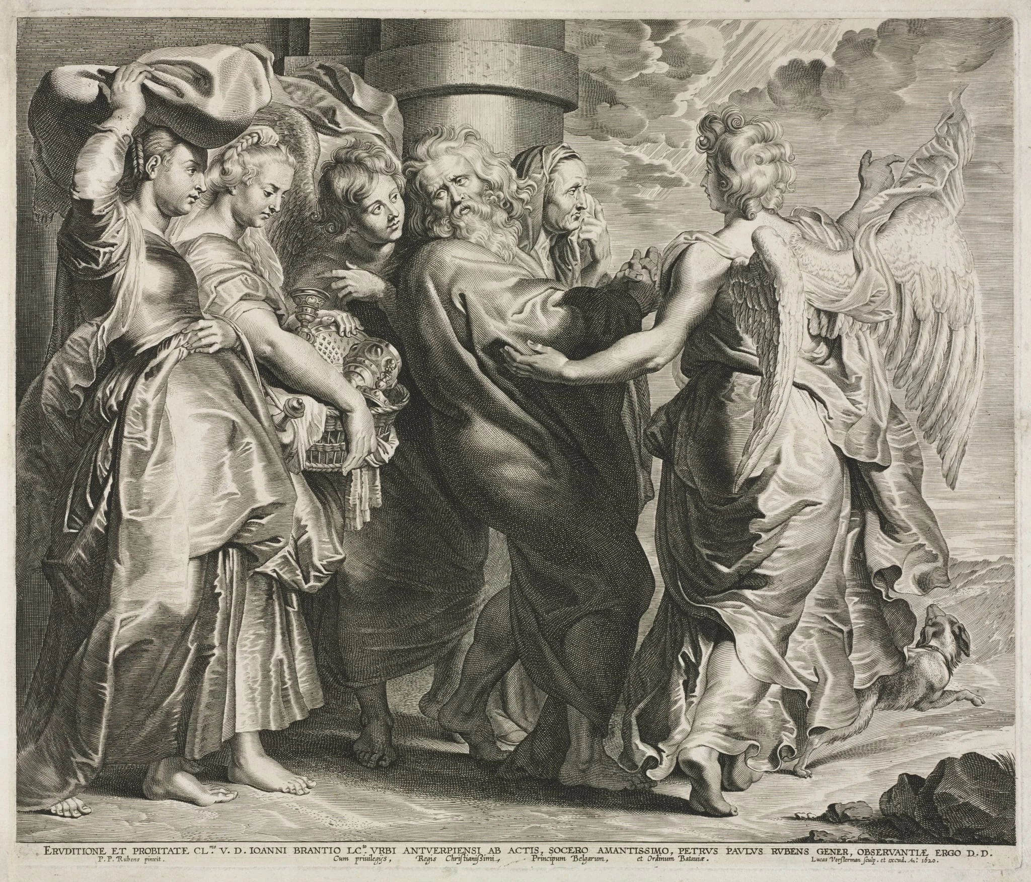 Lot and His Family Leaving Sodom, by Lucas Emil Vorsterman, 1620