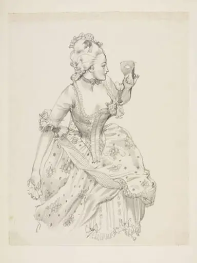 Woman in eighteenth century dress and masque