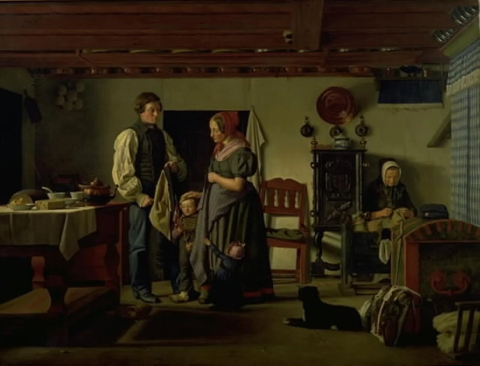 Reservesoldatens afsked med sin familie, by Unknown, 1849