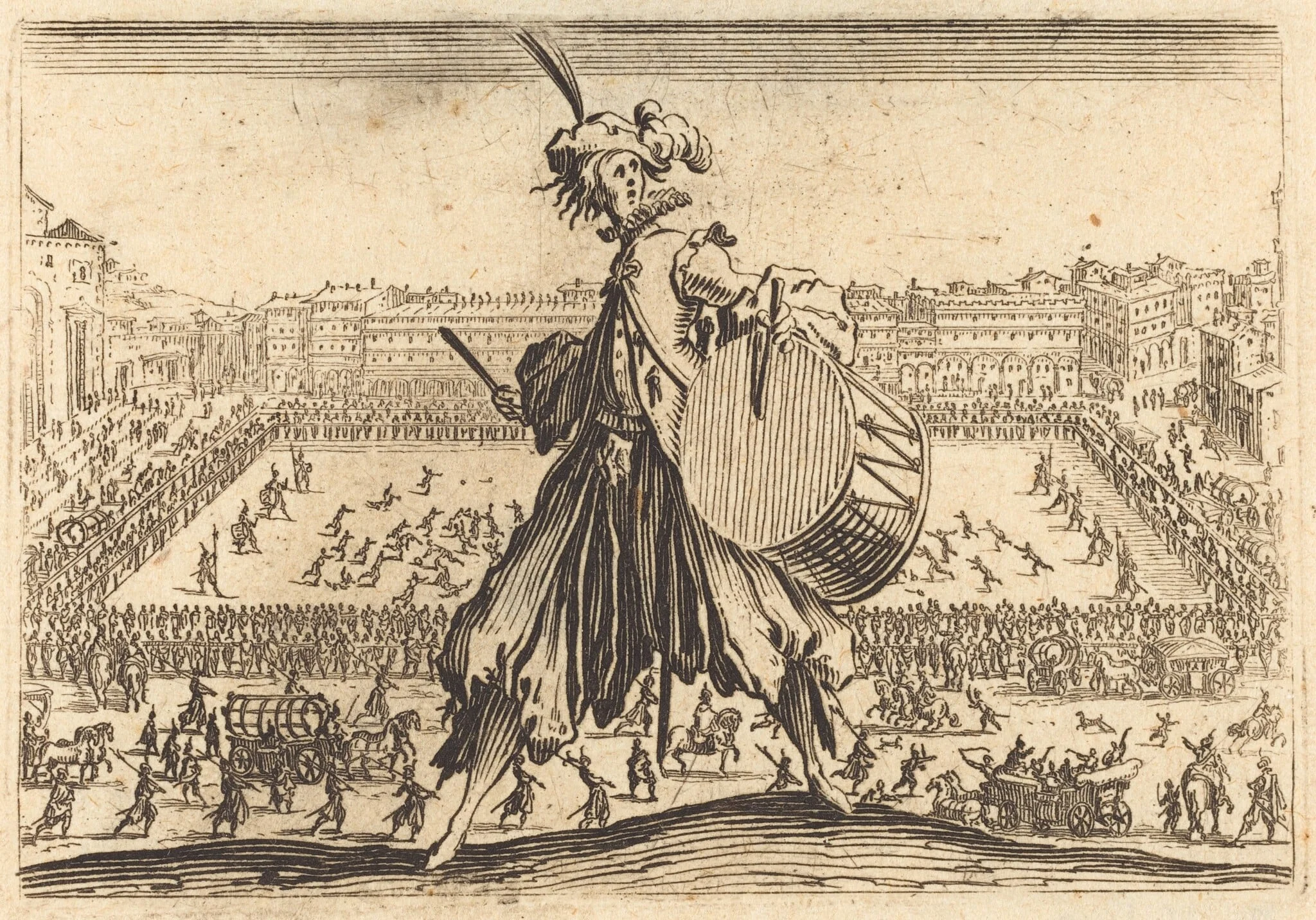 Piazza Santa Croce, Florence, by Jacques Callot, ink, 1622