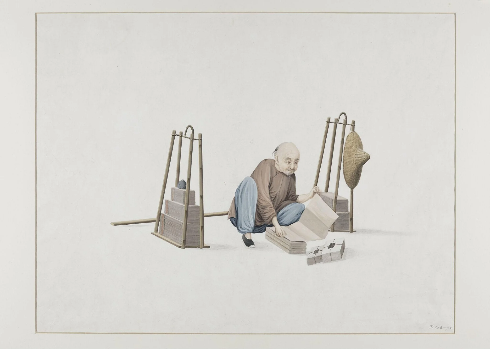 Man Selling Toilet Paper, by Puqua, paint, 1790