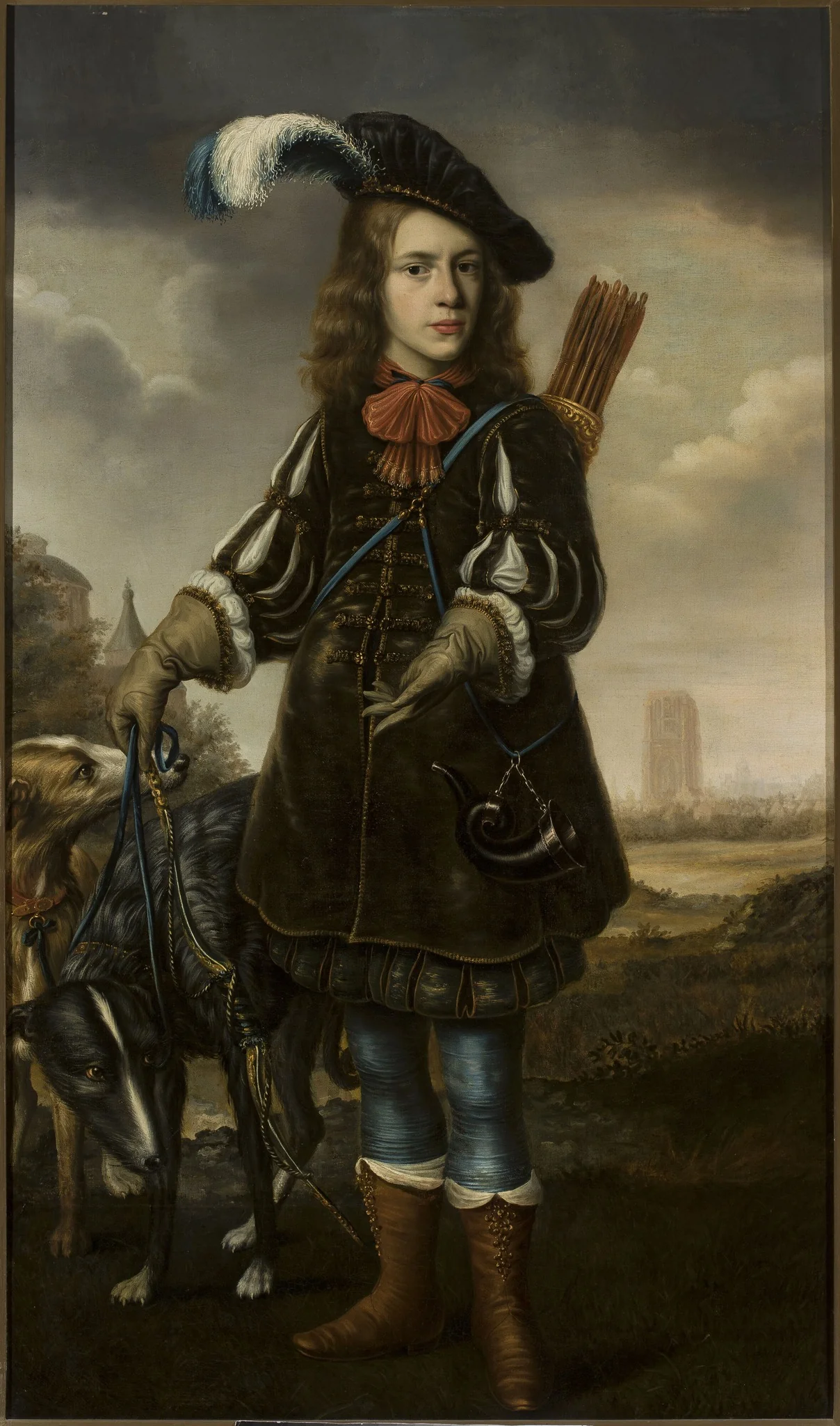 Portrait of a boy in a hunting attire