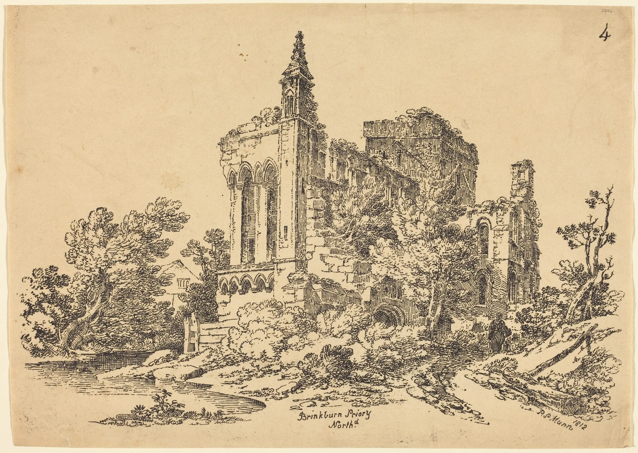 Brinkman Priory, by Paul Sandby Munn, ink, 1812