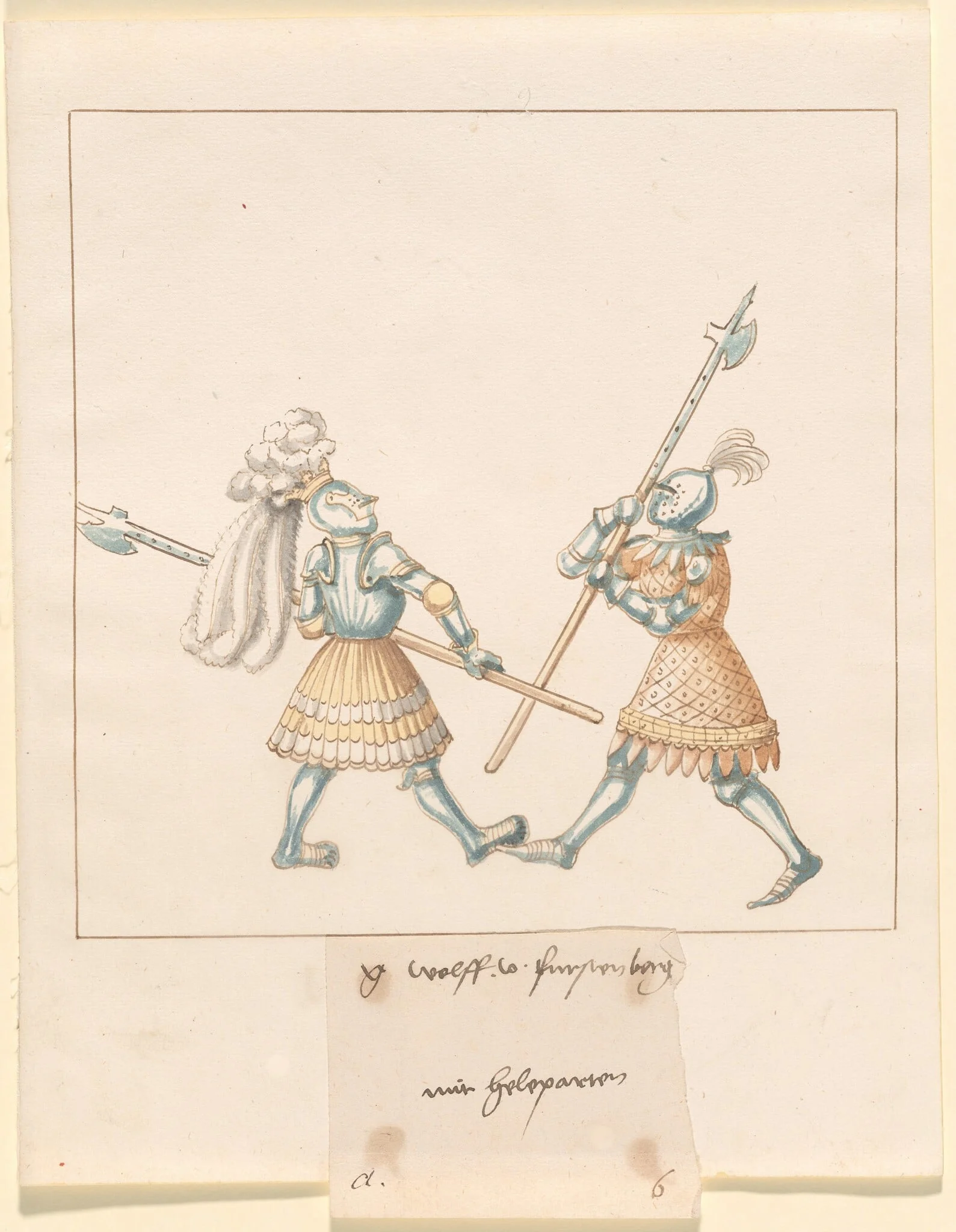 Foot Combat with Halberds, by German 16th Century, ink, 1514