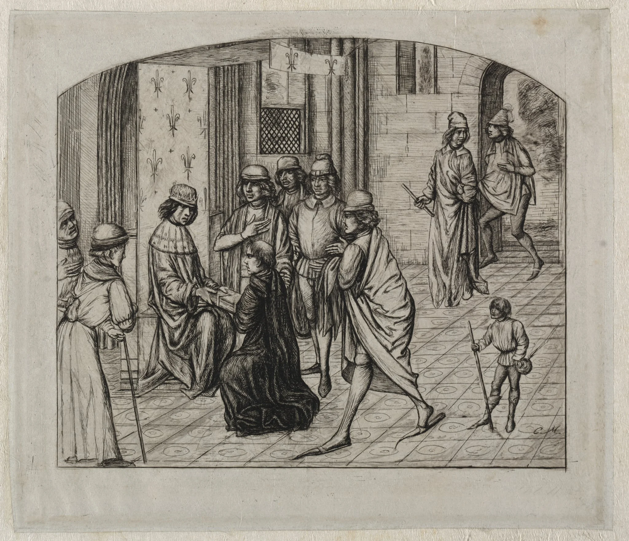 The Printed Work of the Latin Author, Valerius Maximus, Being Presented to King Louis XI, by Charles Meryon, 1860