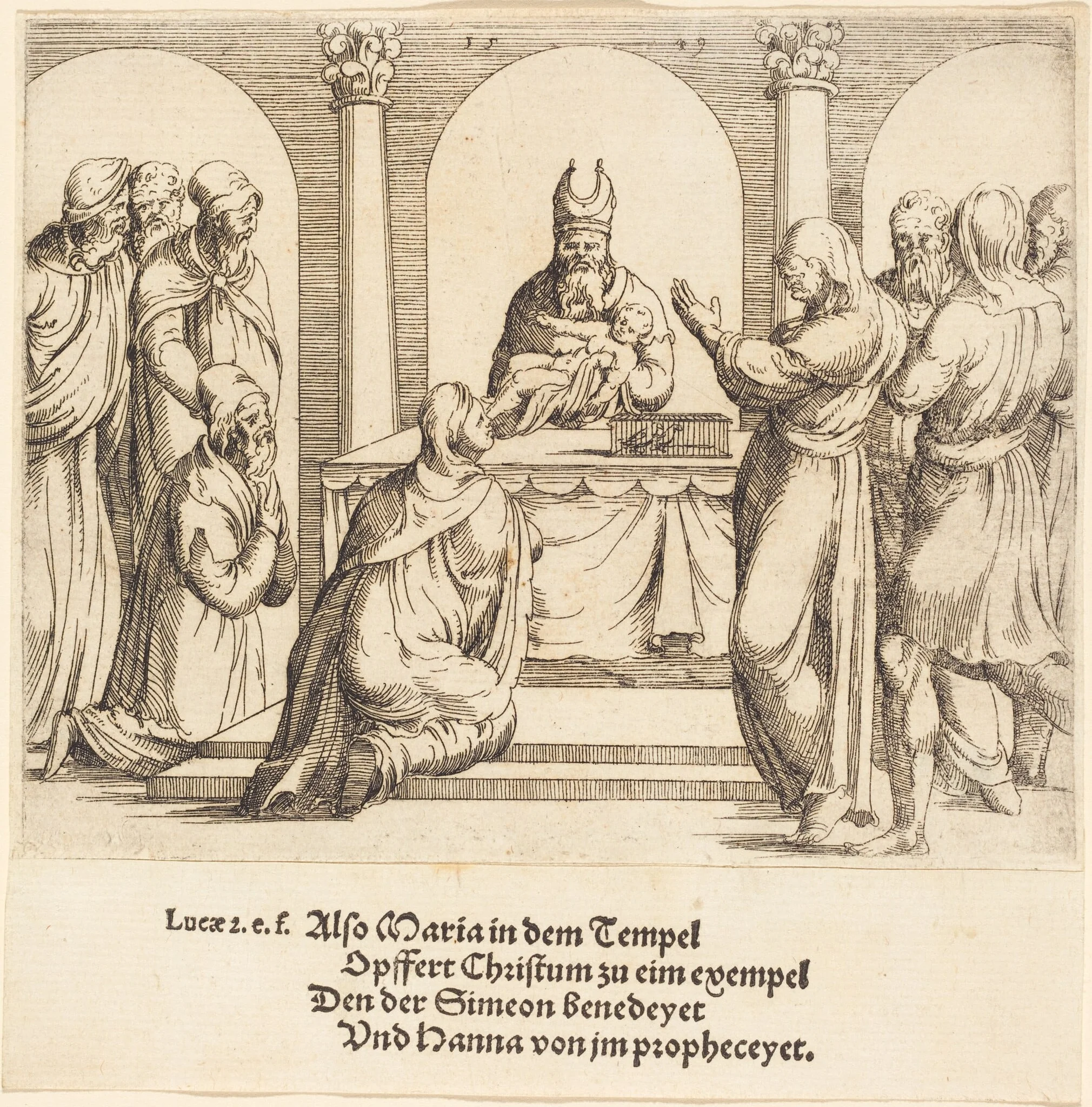 The Presentation in the Temple, by Augustin Hirschvogel, ink, 1549