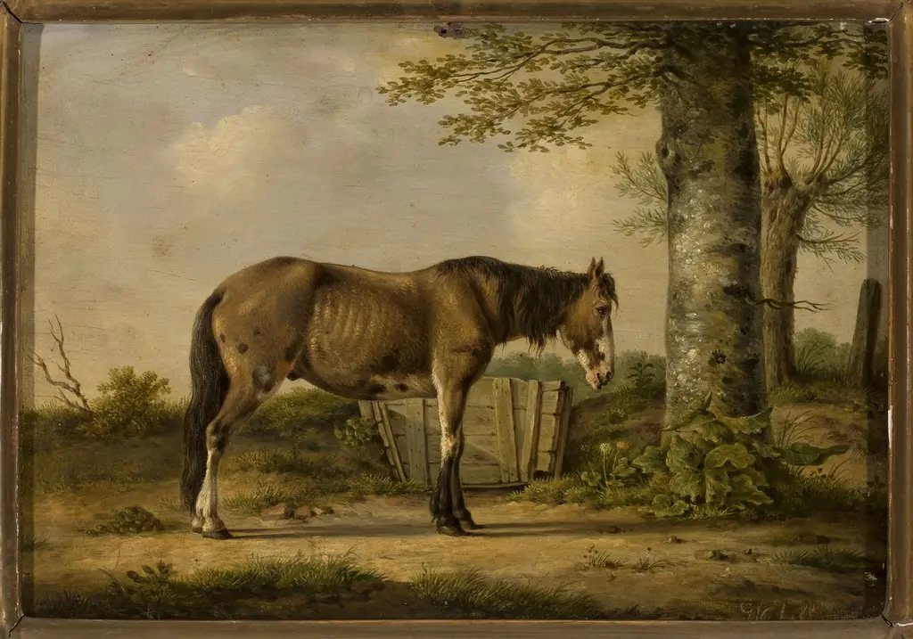 Horse by a tree