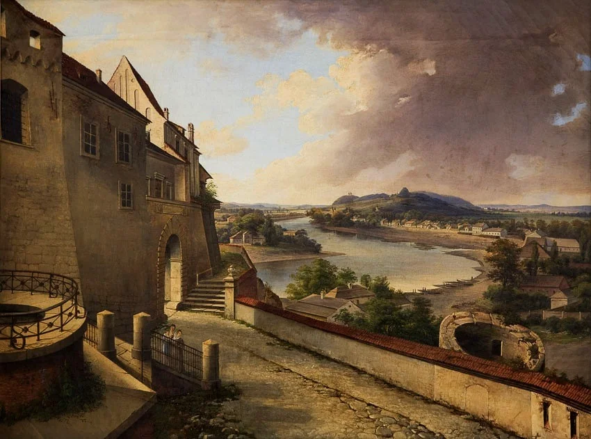 Widok z Wawelu na kopiec Kościuszki, by Unknown, oil, 1848