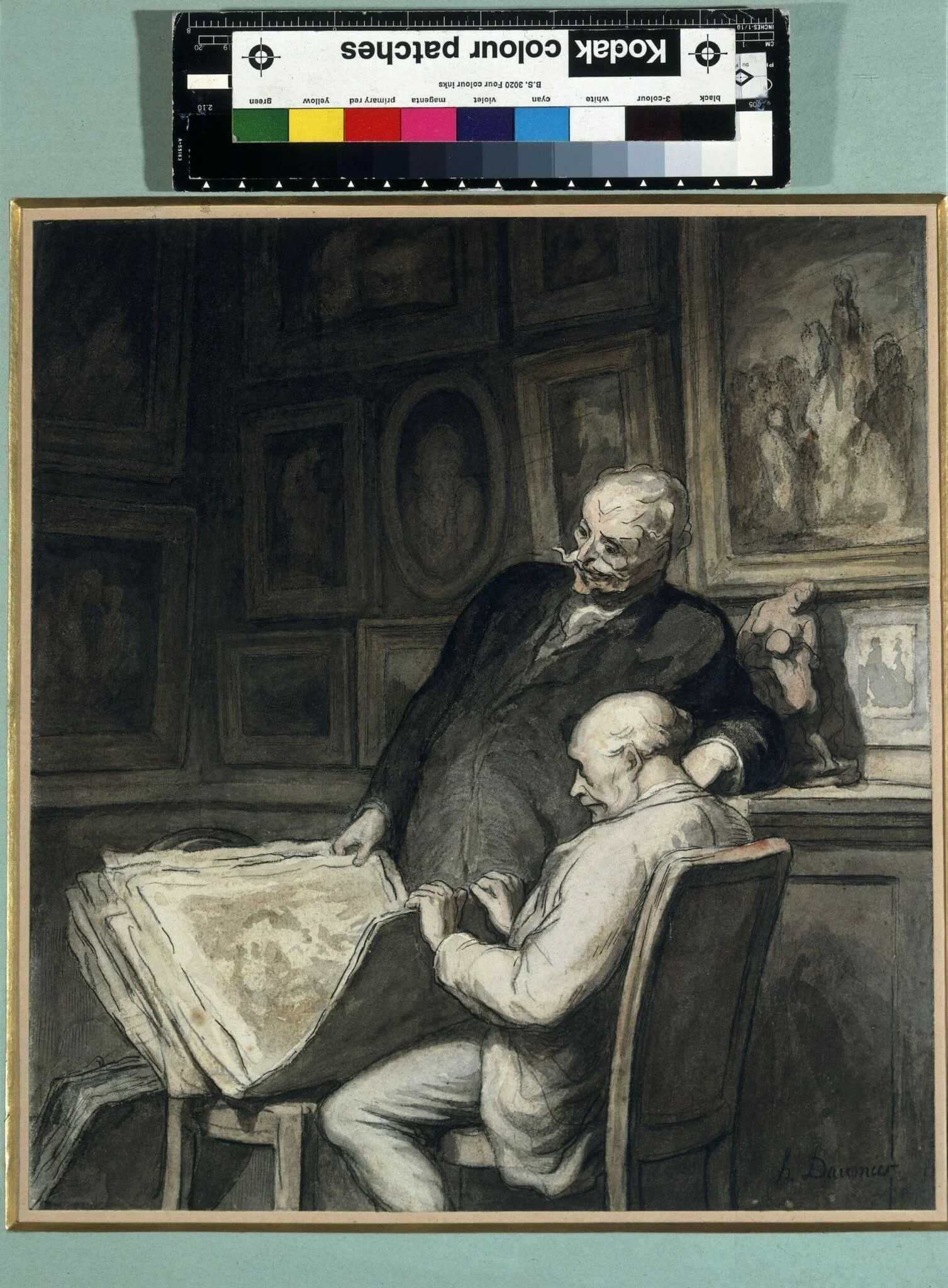 The Print Collectors, by Honoré Daumier, watercolor, 1862