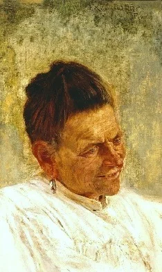Head of an old woman, by Felix Bernardelli, oil, 1895