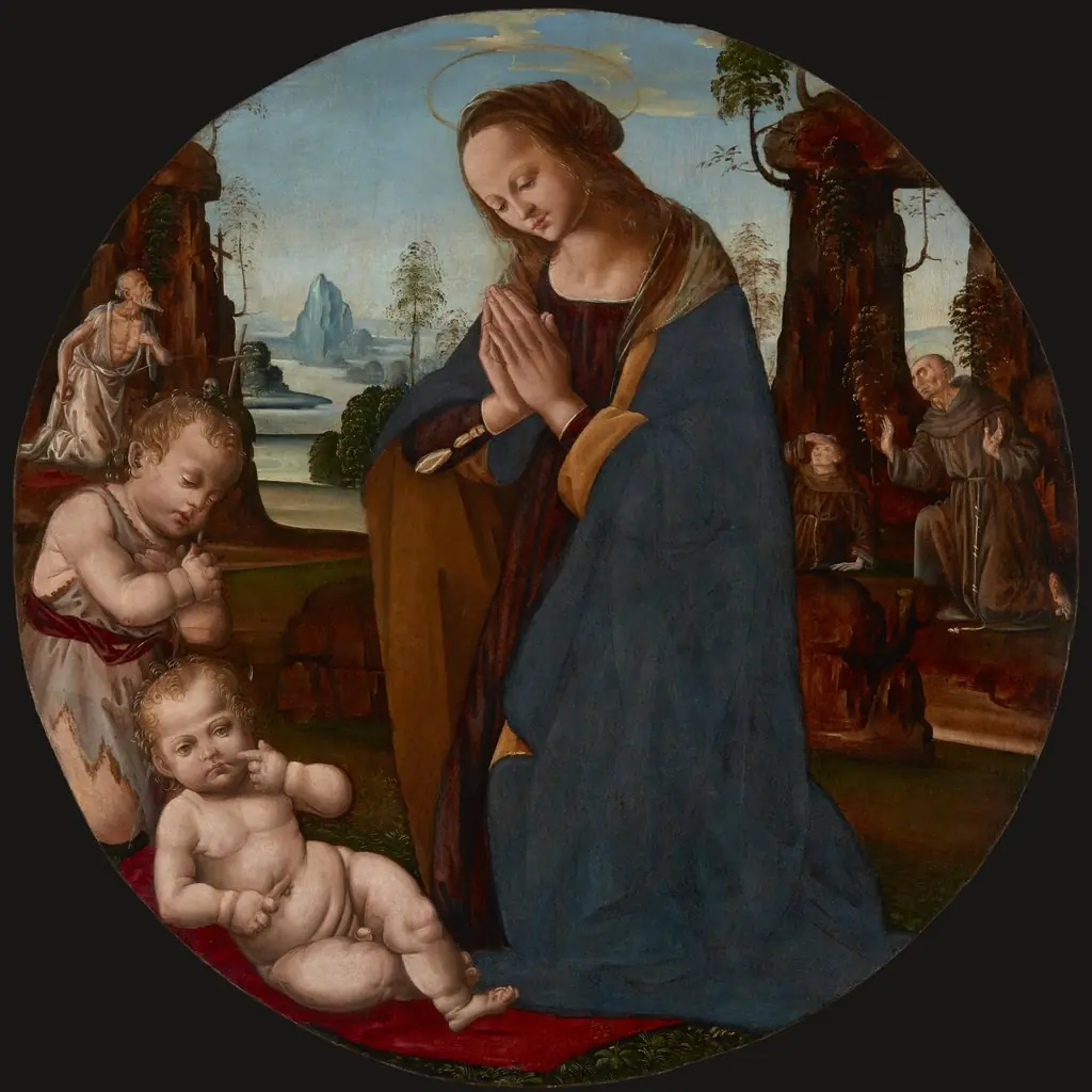 Adoration of the Child with Young St John the Baptist – Tondo