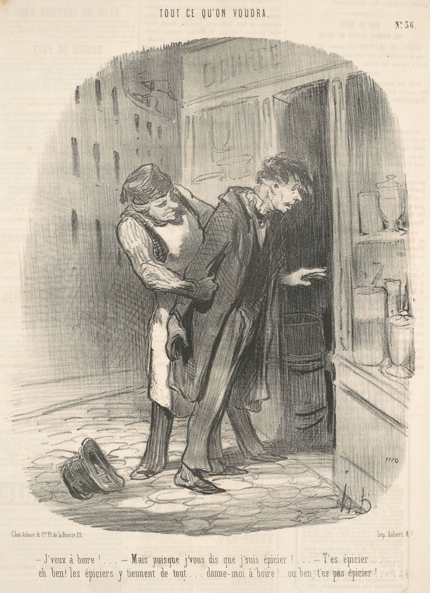 J'veux a boire! Mais puisque j'vous dis ..., by Honoré Daumier, ink, 1849