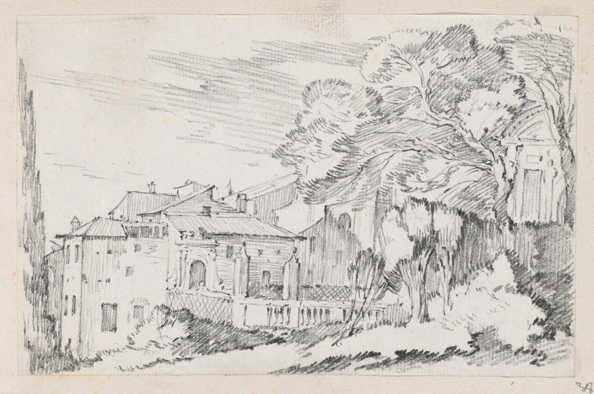 Houses and a Garden on a Hillside in Italy