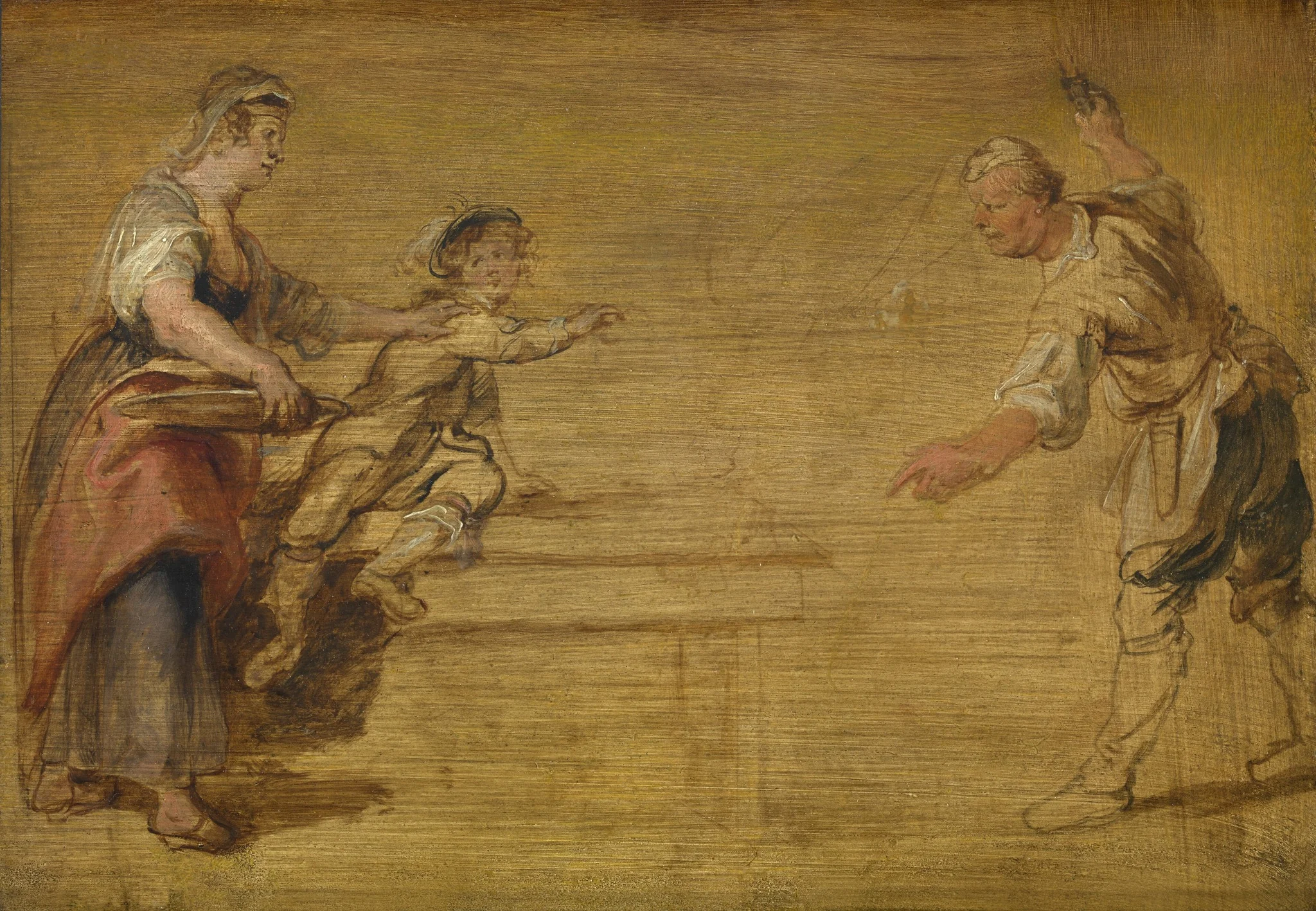 Kitchen Maid, Butcher and Boy around a Table