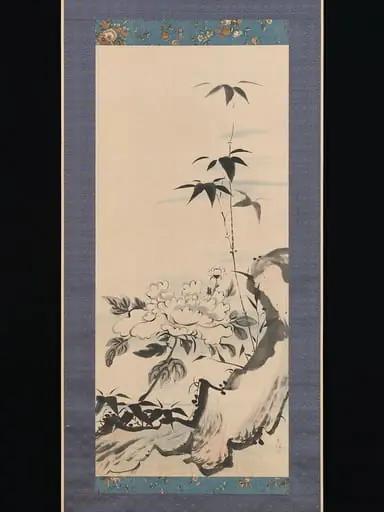 徳山玉瀾筆　牡丹に竹図|Peony and Bamboo