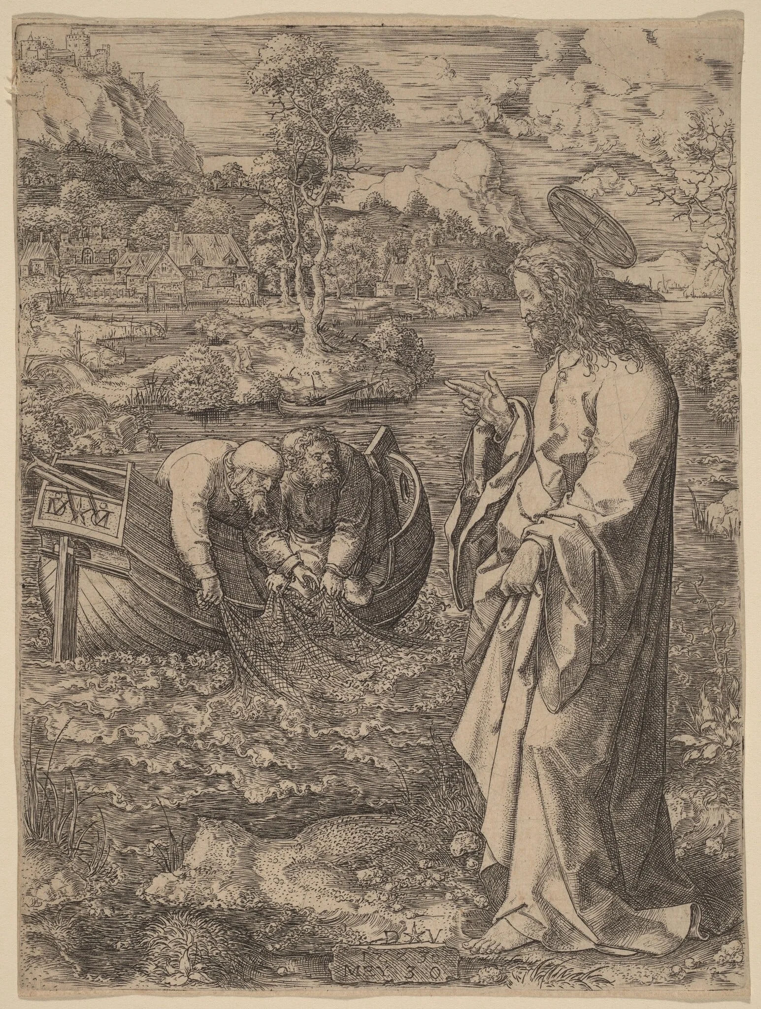 Christ Summoning Peter, by Dirk Jacobsz Vellert, ink, 1523