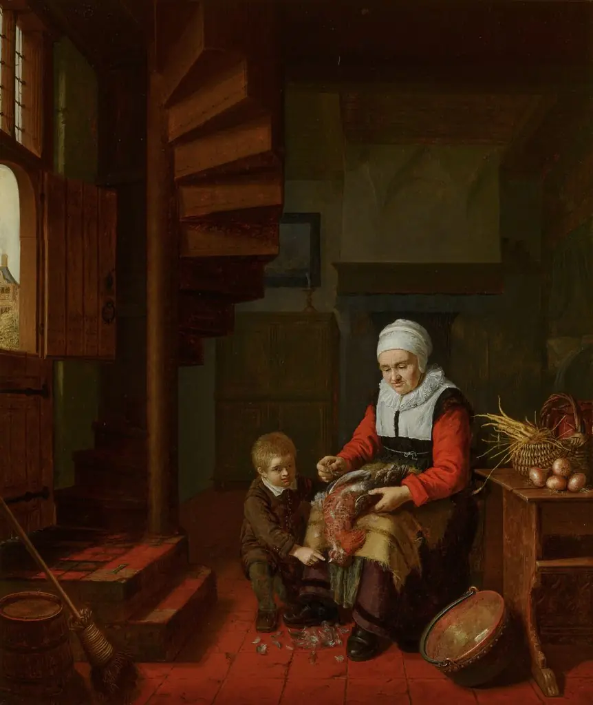Old Woman Plucking a Cock