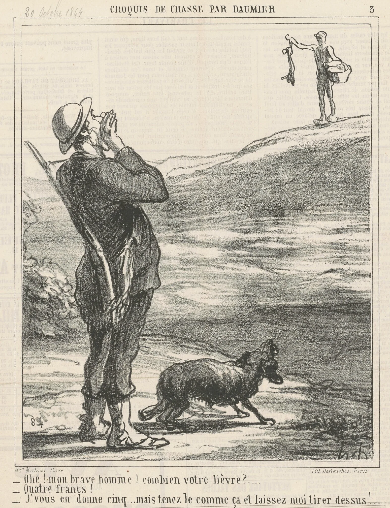 Ohé! ... Combien votre lievre? ..., by Honoré Daumier, ink, 1864