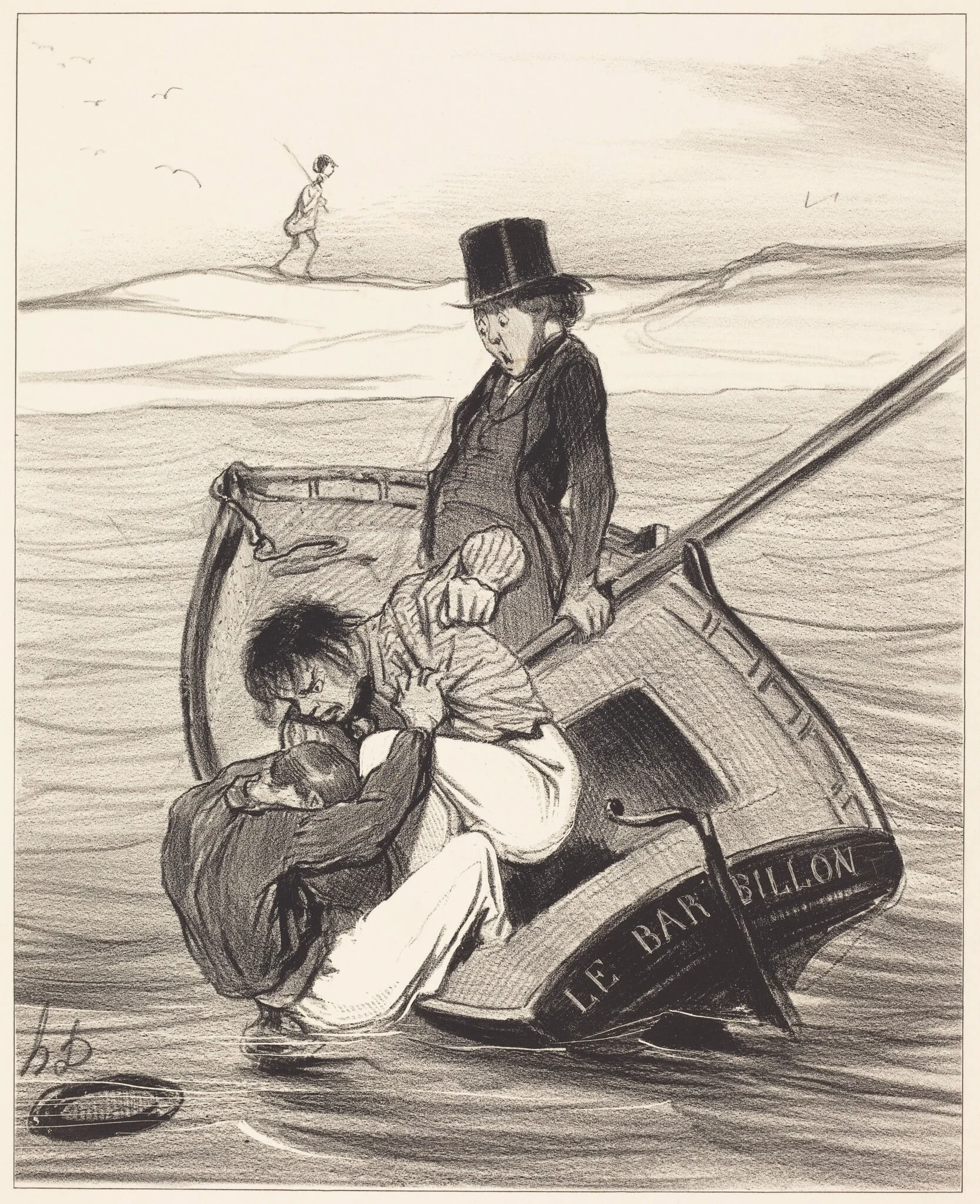 Une Révolte a bord, by Honoré Daumier, ink, 1843