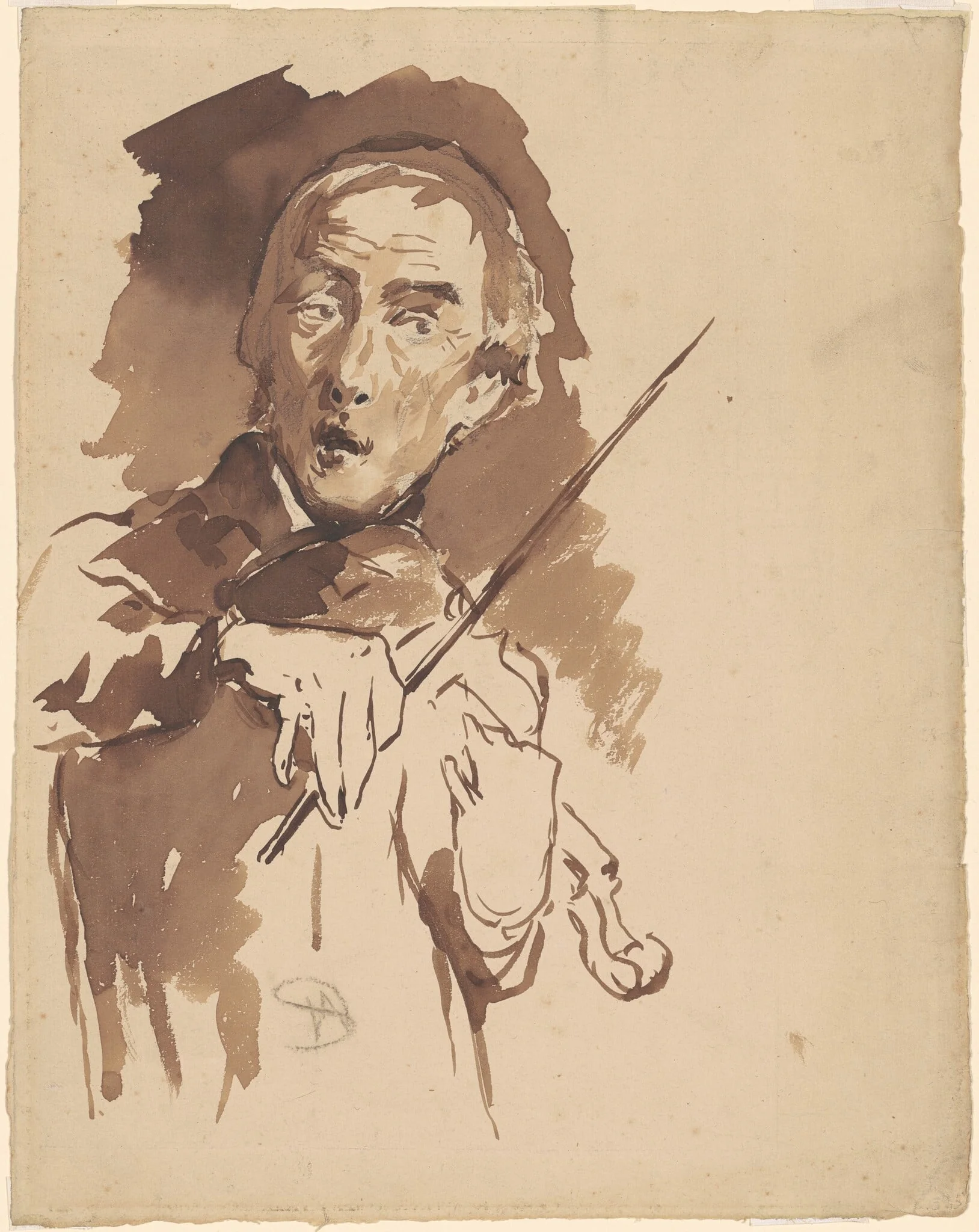 Study for "Toning the Bell", by Walter Shirlaw, graphite, 1874