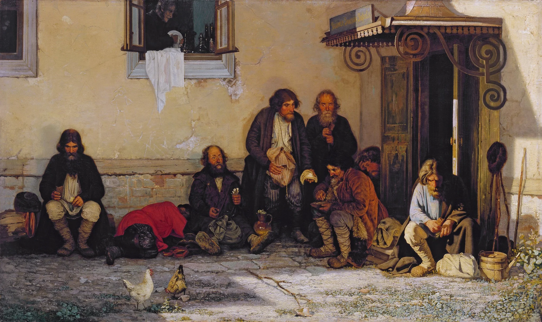 The Zemstvo Dines, by Grigoriy Myasoyedov, oil, 1872