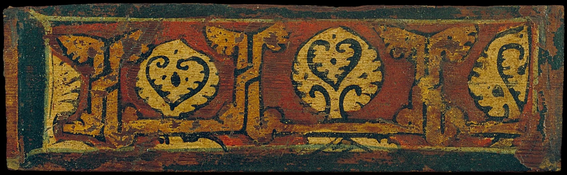 Small coffered ceiling panel with plant motifs, by Unknown, unspecified
