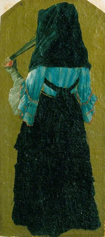 A Lady Seen from Behind, Holding a Fan