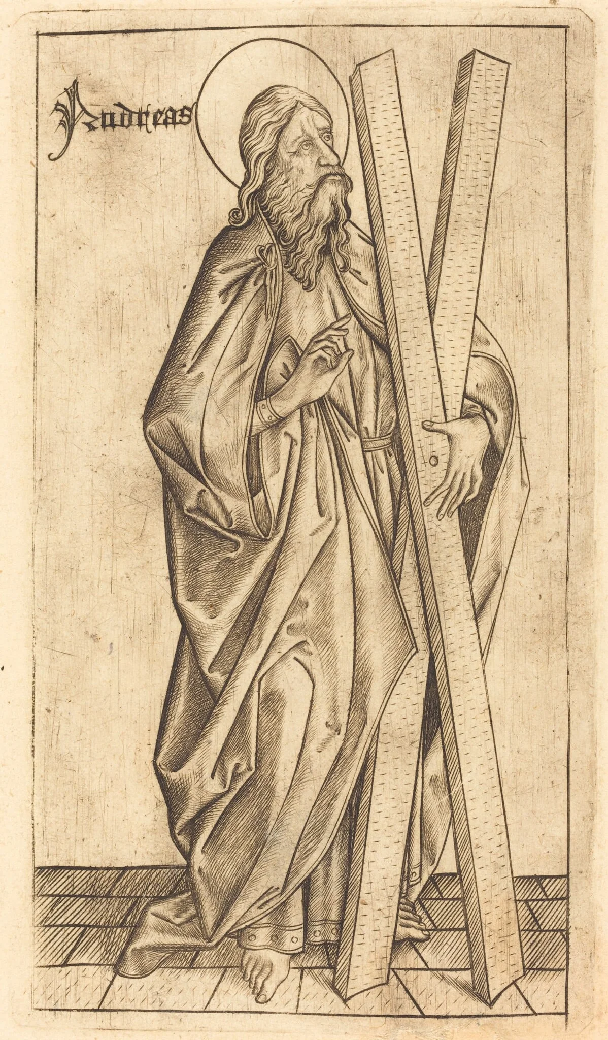 Saint Andrew, by Israhel van Meckenem, ink, 1475