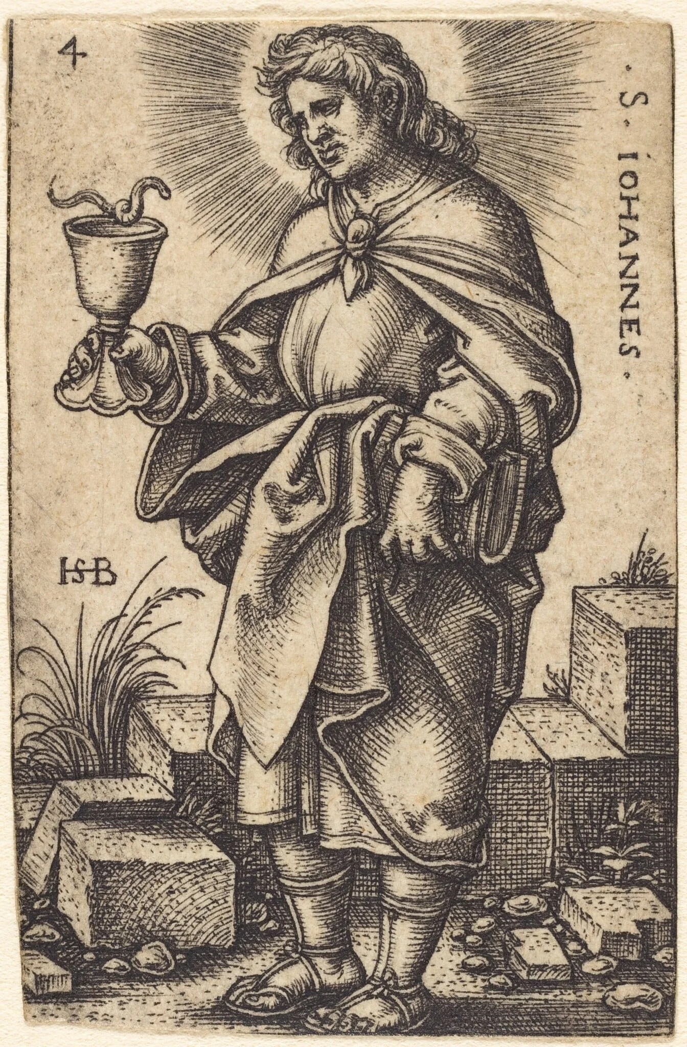 Saint John, by Sebald Beham, ink, 1546