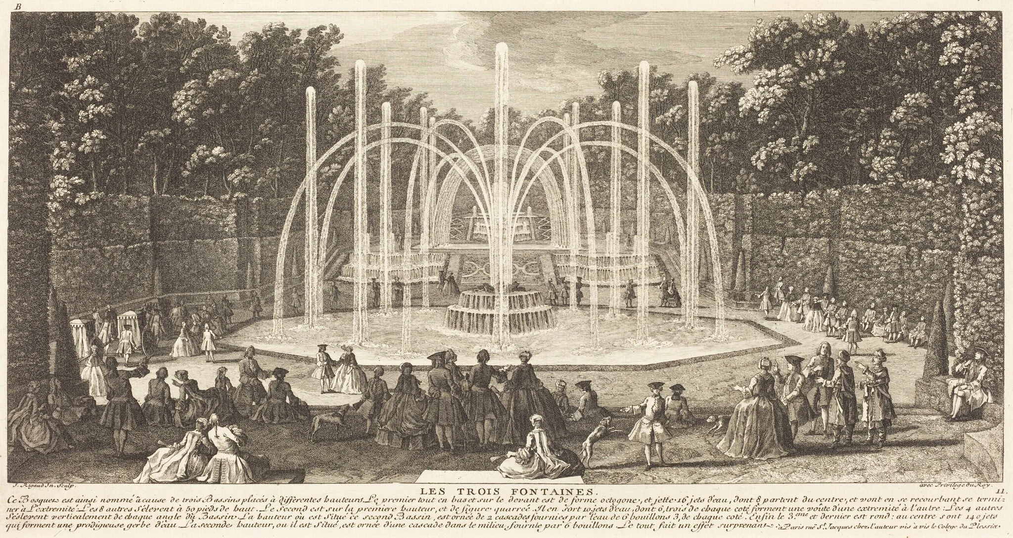 Les Trois Fontaines, by Jean-Baptiste Rigaud, ink, 1746