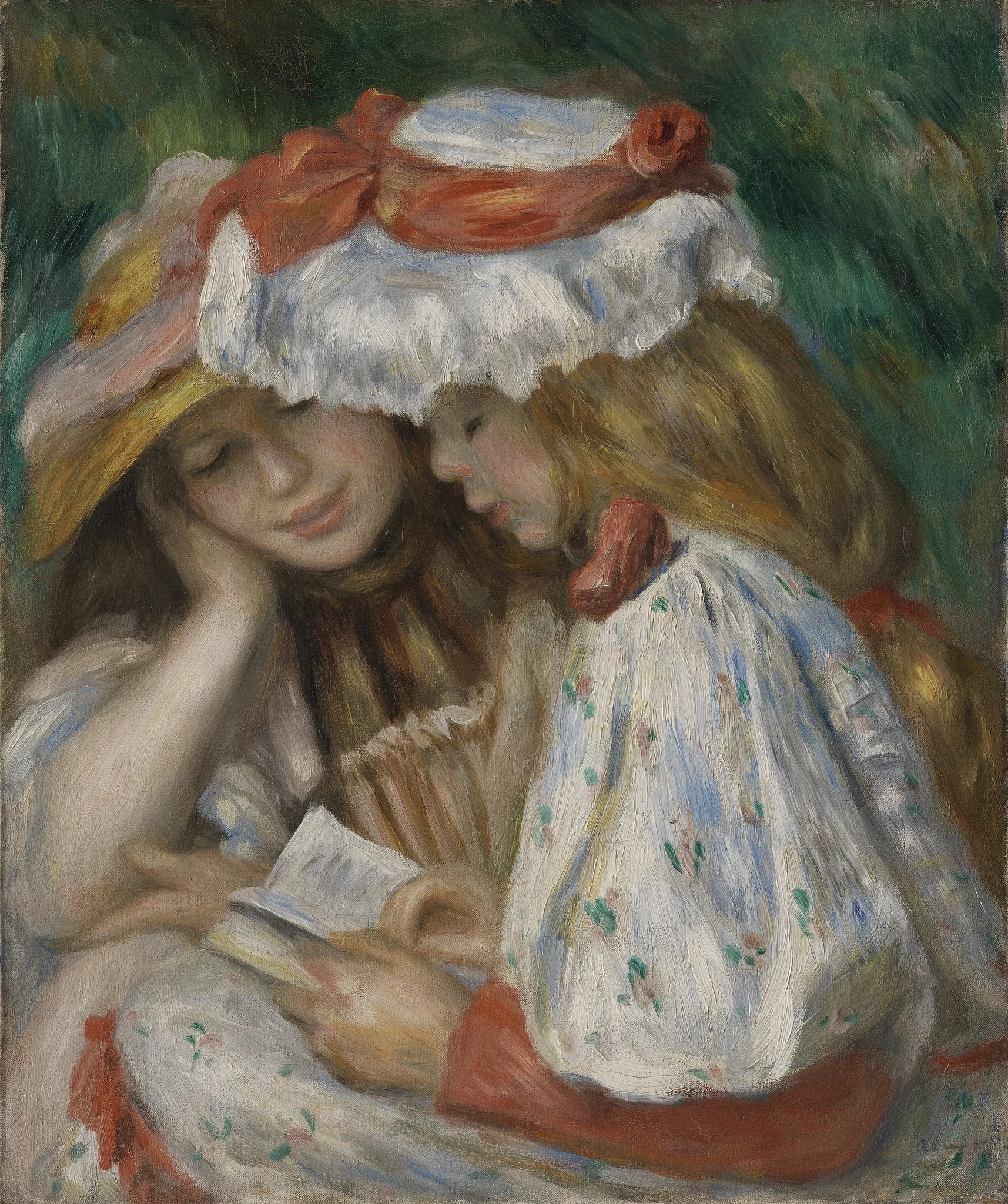 Two Girls Reading, by Auguste Renoir, oil, 1896