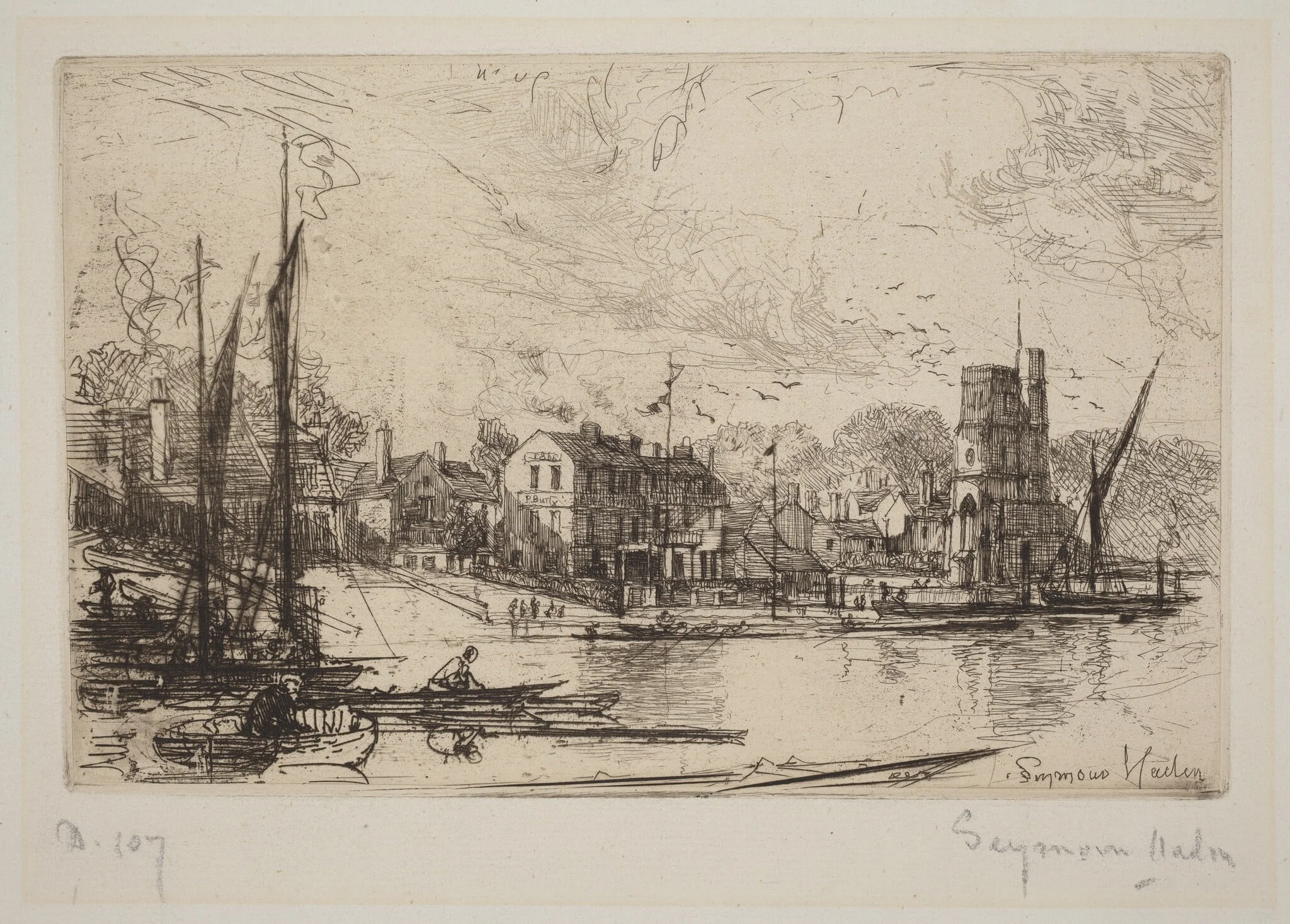 Harry Kelly's, Putney, by Francis Seymour Haden, ink, 1865