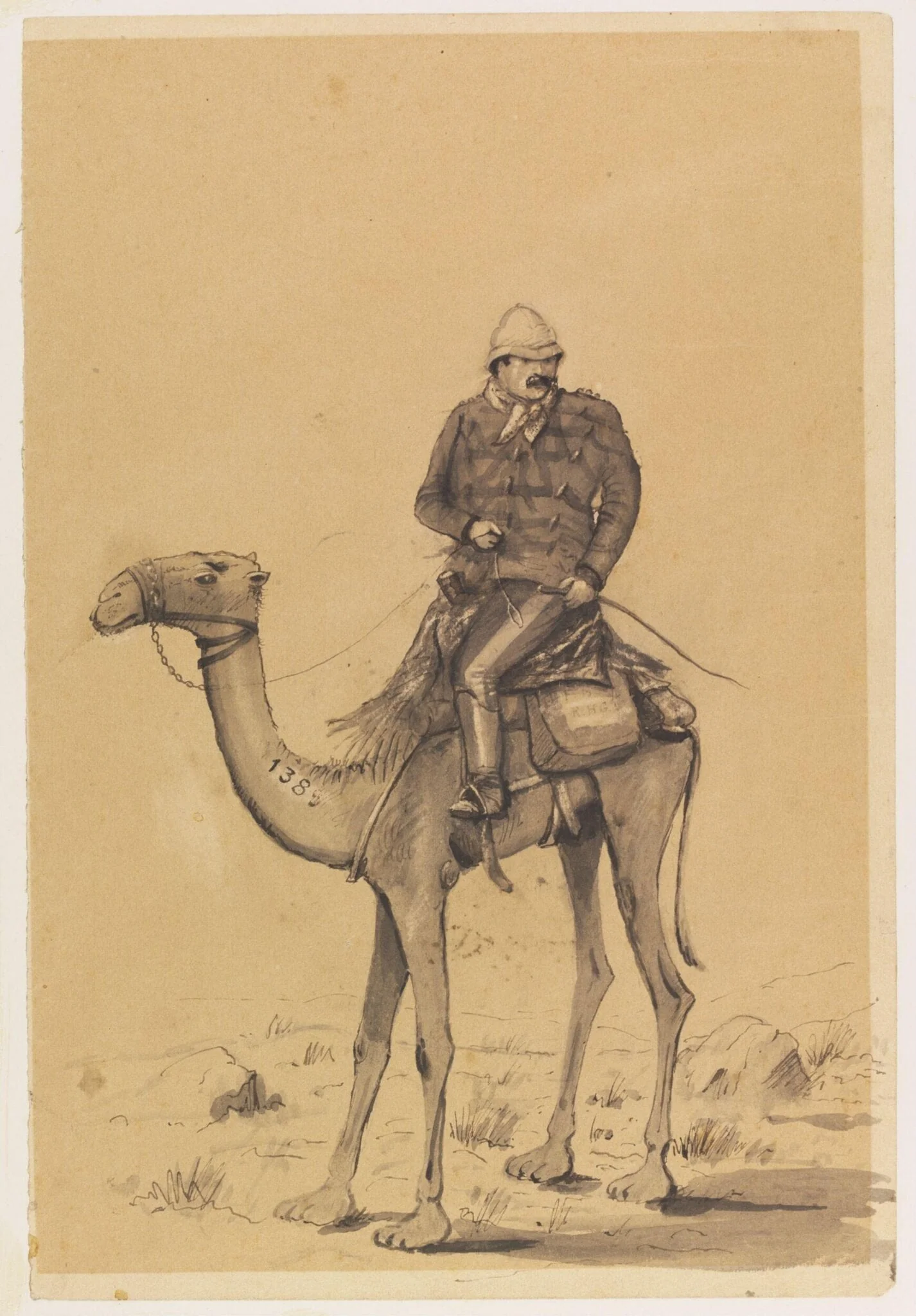 Col. Burnaby, Royal Horse Guards. Gakdul, 1885, by William S. Perry, watercolor, 1885