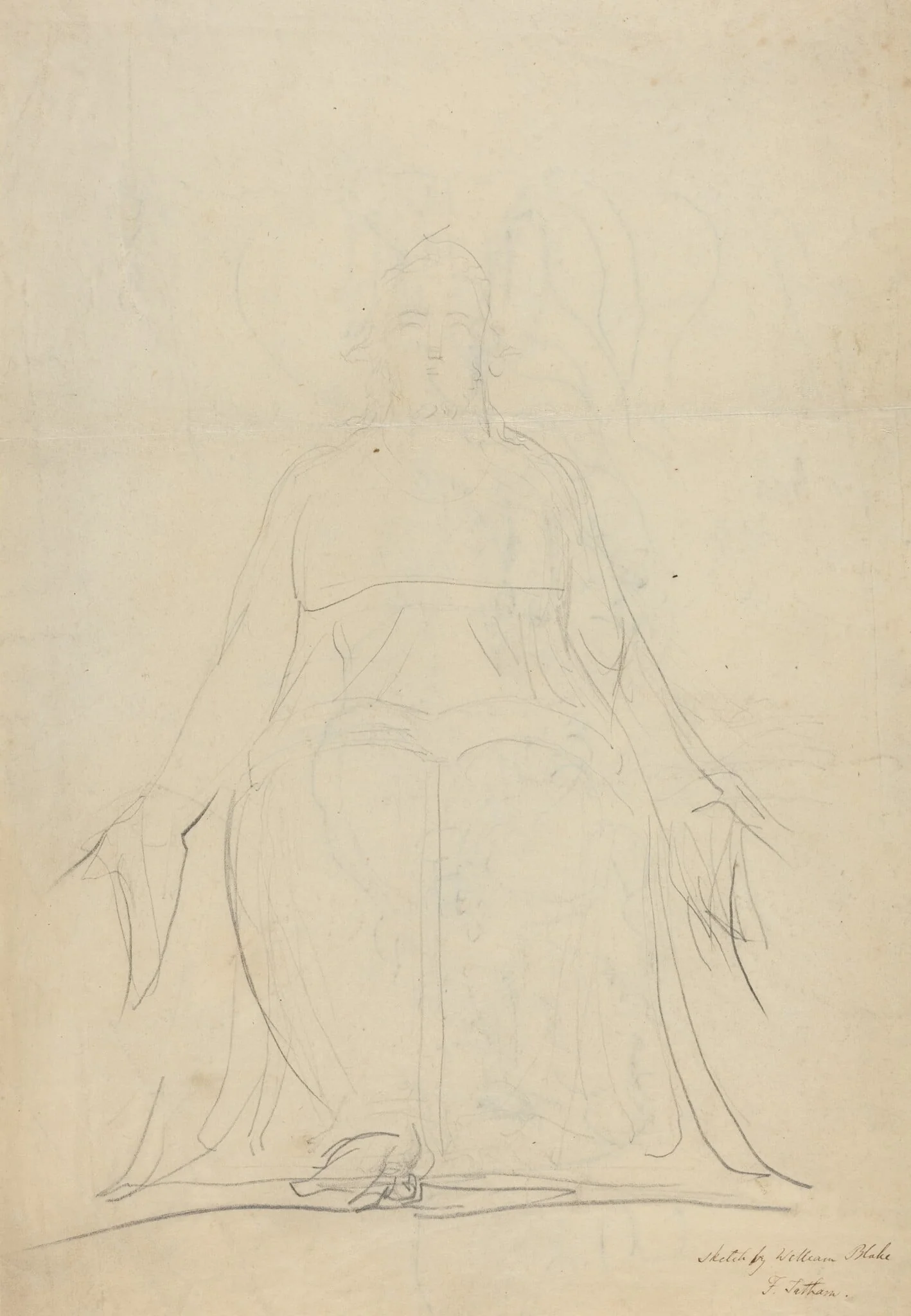 An Ascending Spiral of Figures [recto], by William Blake, graphite, 1820