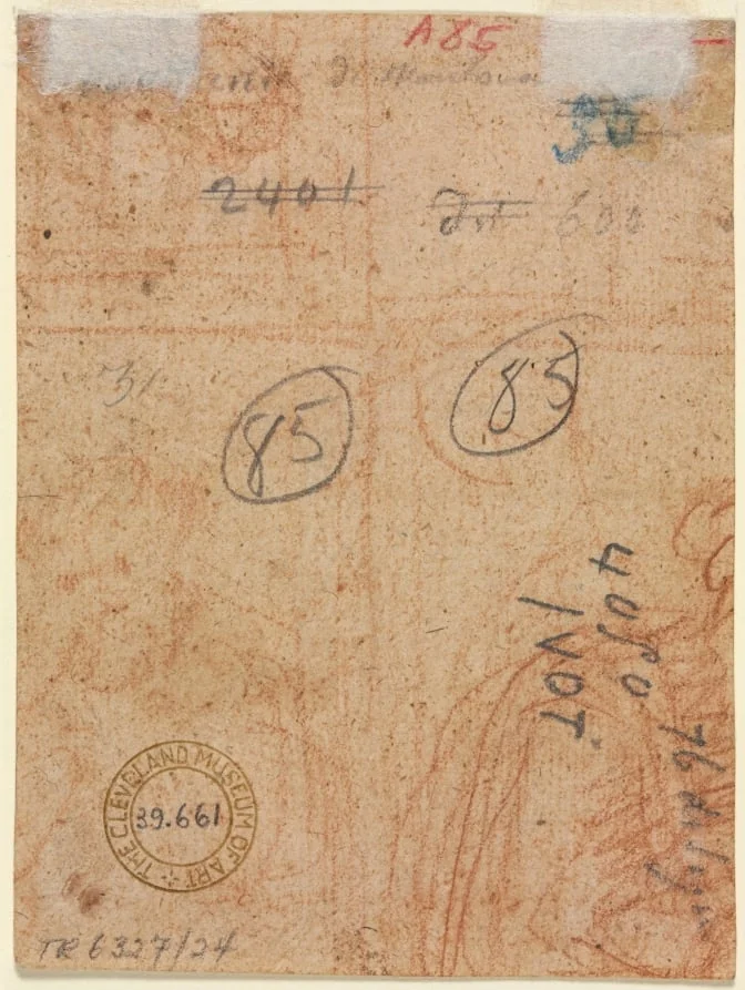 Fragment of Two Figures (verso), by Unknown, 1550