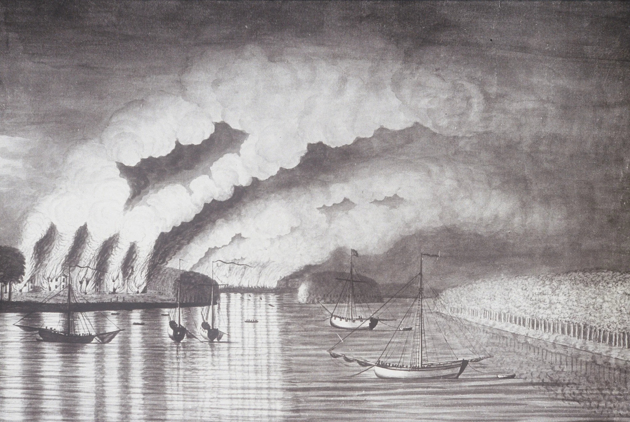 A View of the Plundering and Burning of the City of Grimross, by Thomas Davies, unspecified, 1758