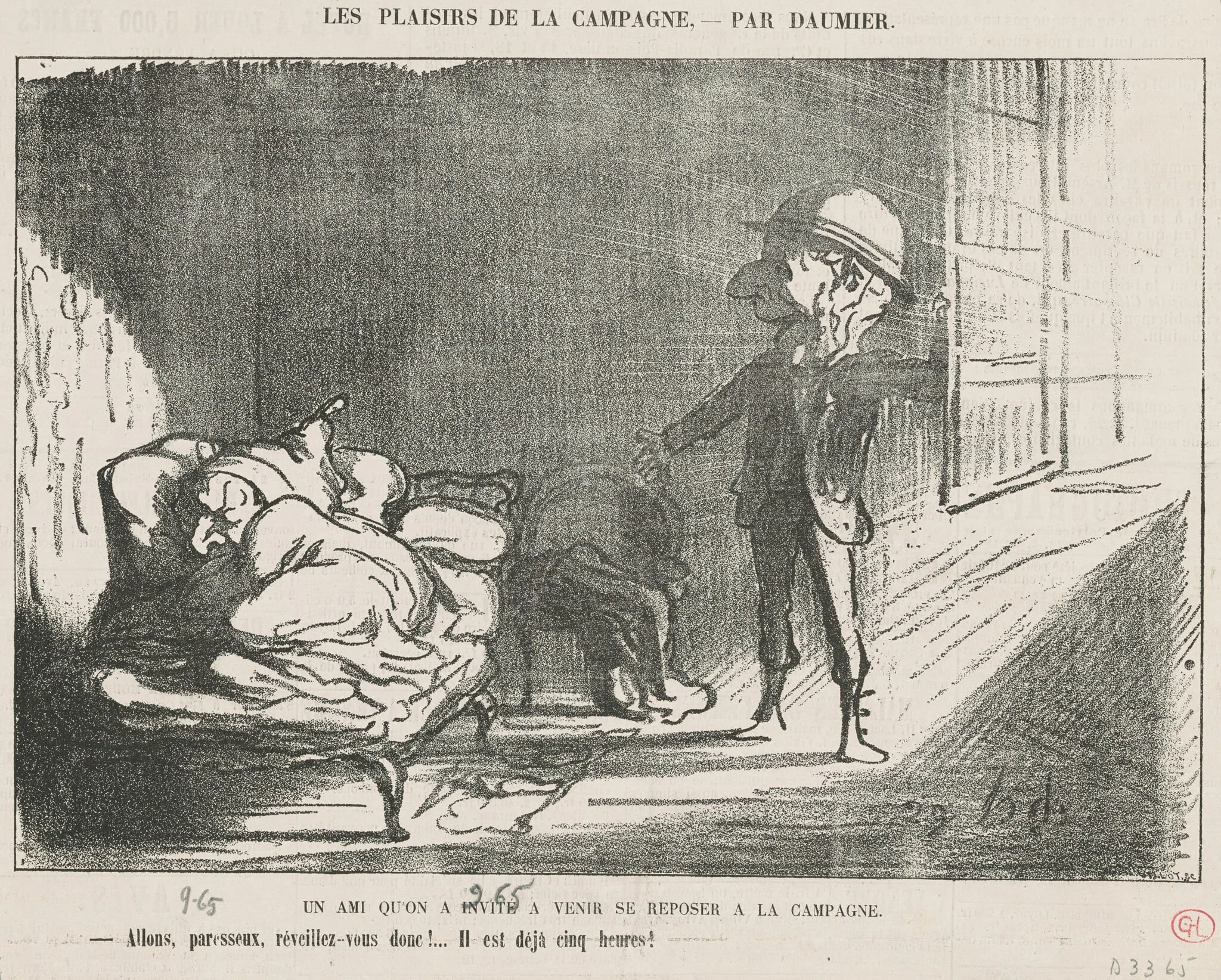 Un ami qu'on a invité ..., by Honoré Daumier, ink, 1865