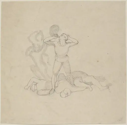 Figure Standing over Corpses, Blowing a Horn