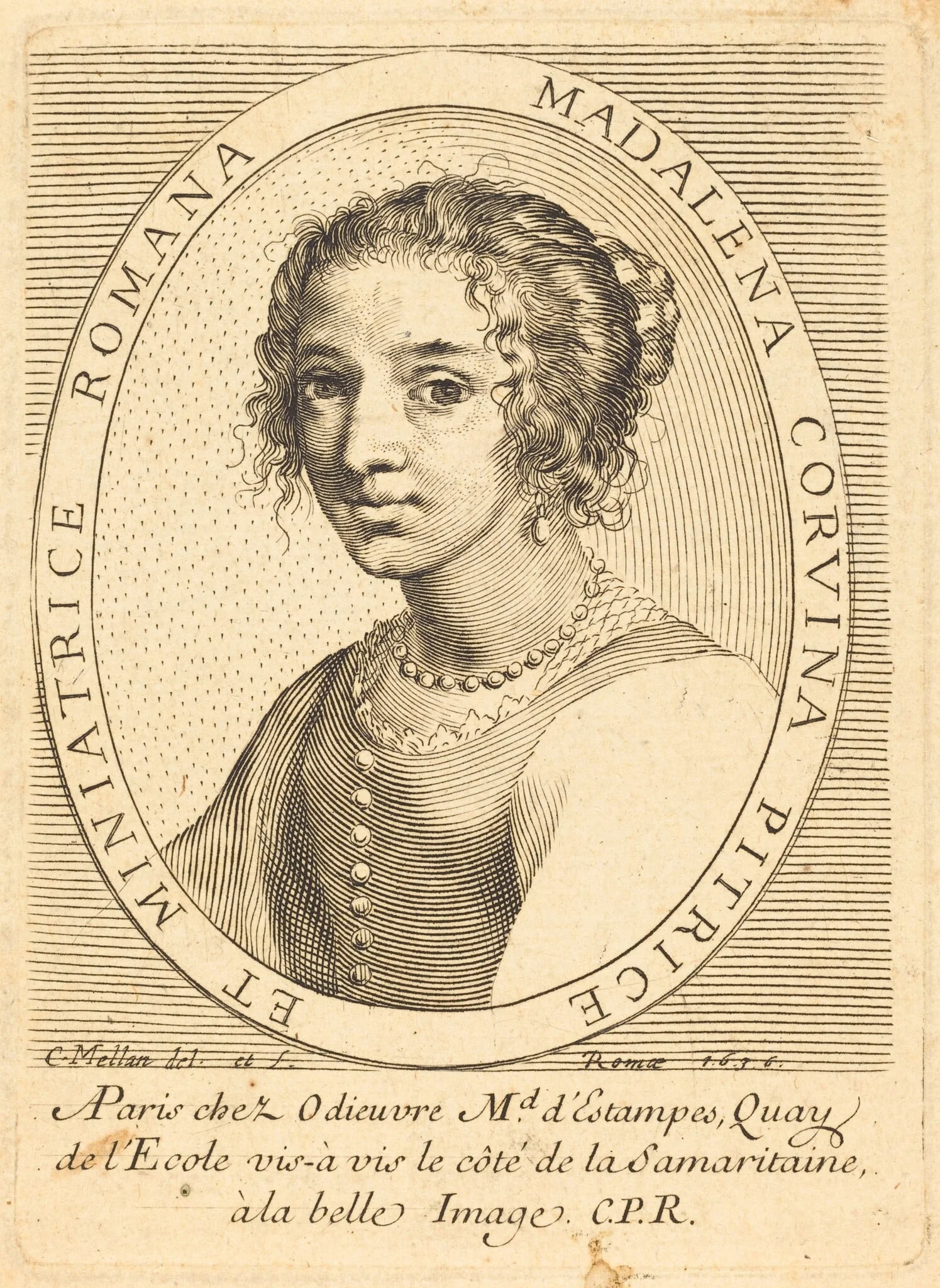 Maddalena Corvina, by Claude Mellan, ink, 1740