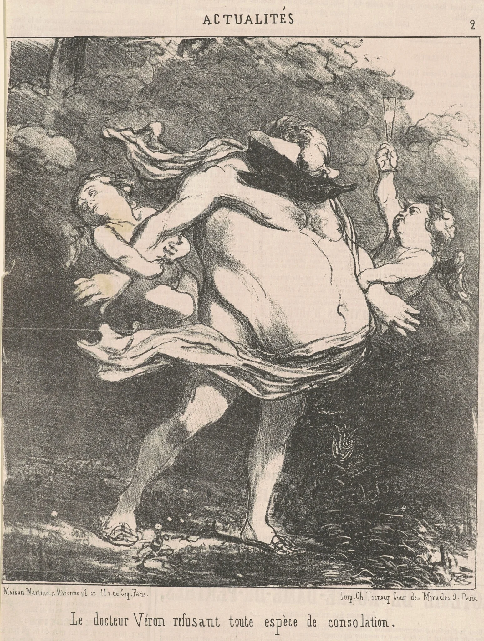 Le docteur Véron refusant ... consolation, by Honoré Daumier, ink, 1852