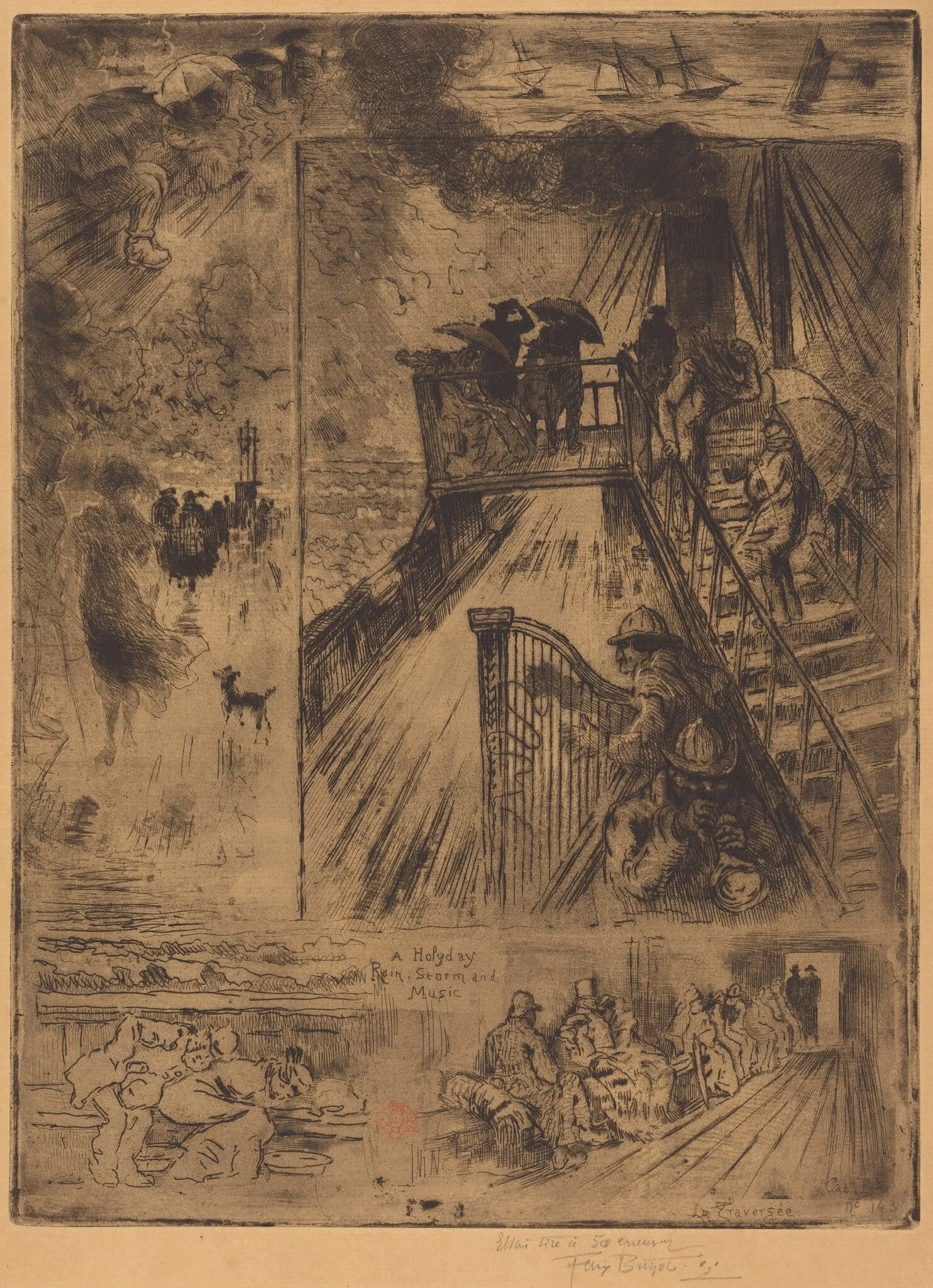 La Traversée (The Passage), by Félix-Hilaire Buhot, ink, 1882
