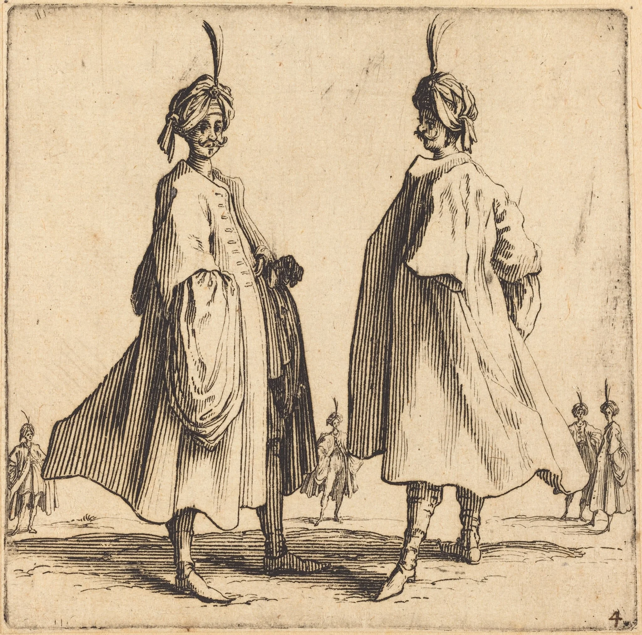 Two Turks, by Jacques Callot, ink, 1622