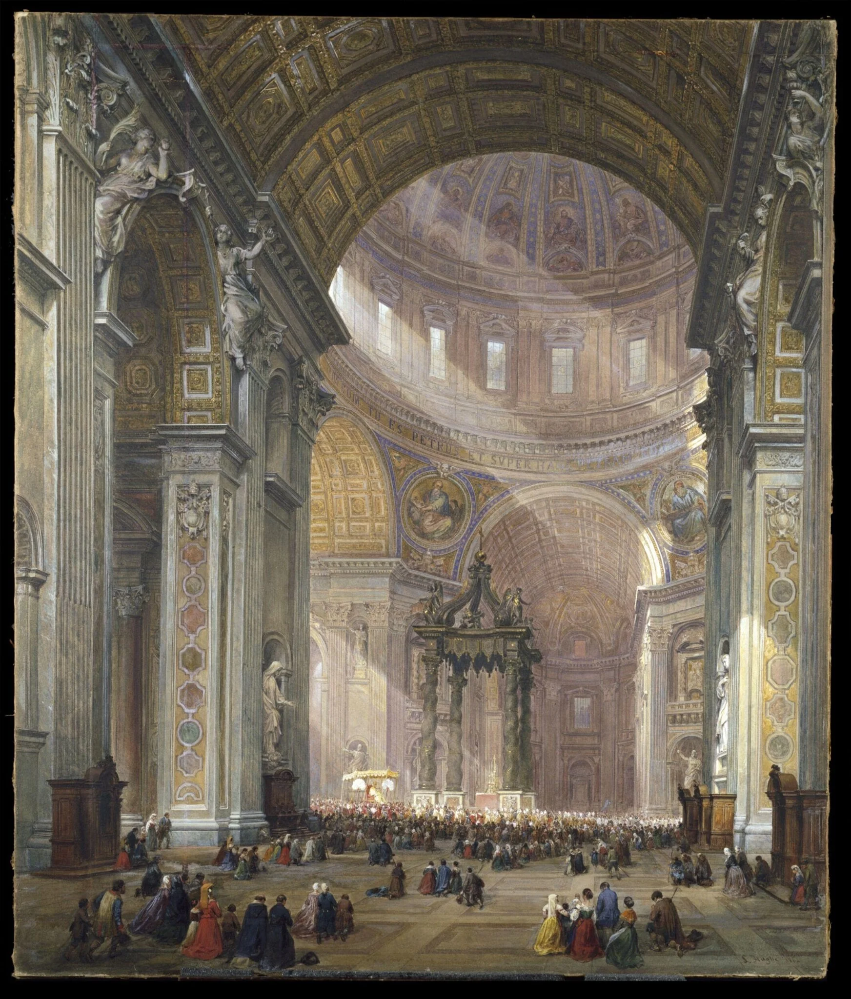 Transept of St. Peter's, Rome, by Haghe, watercolor, 1864