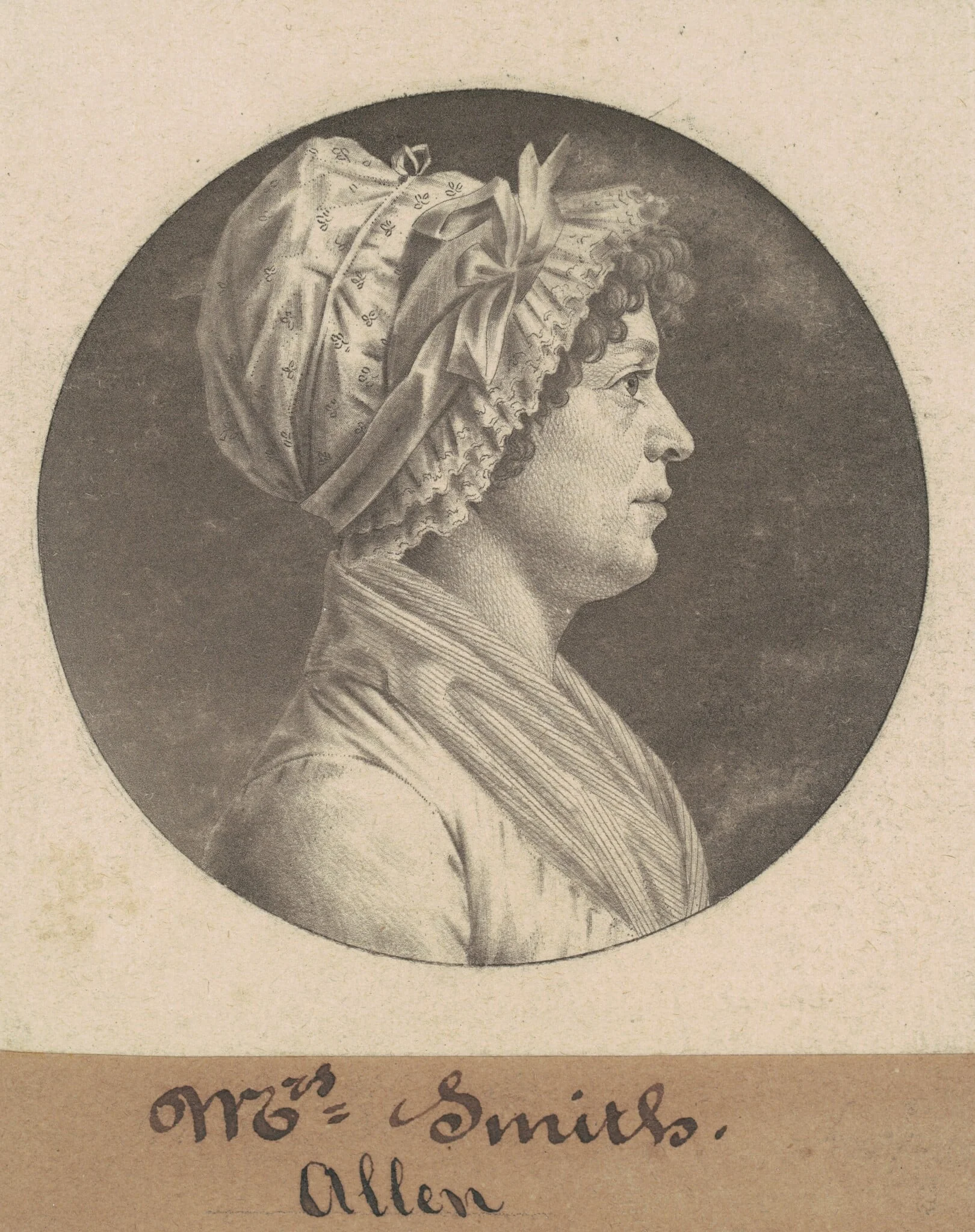 Mrs. Smith, by Charles Balthazar Julien Févret de Saint-Mémin, ink, 1801